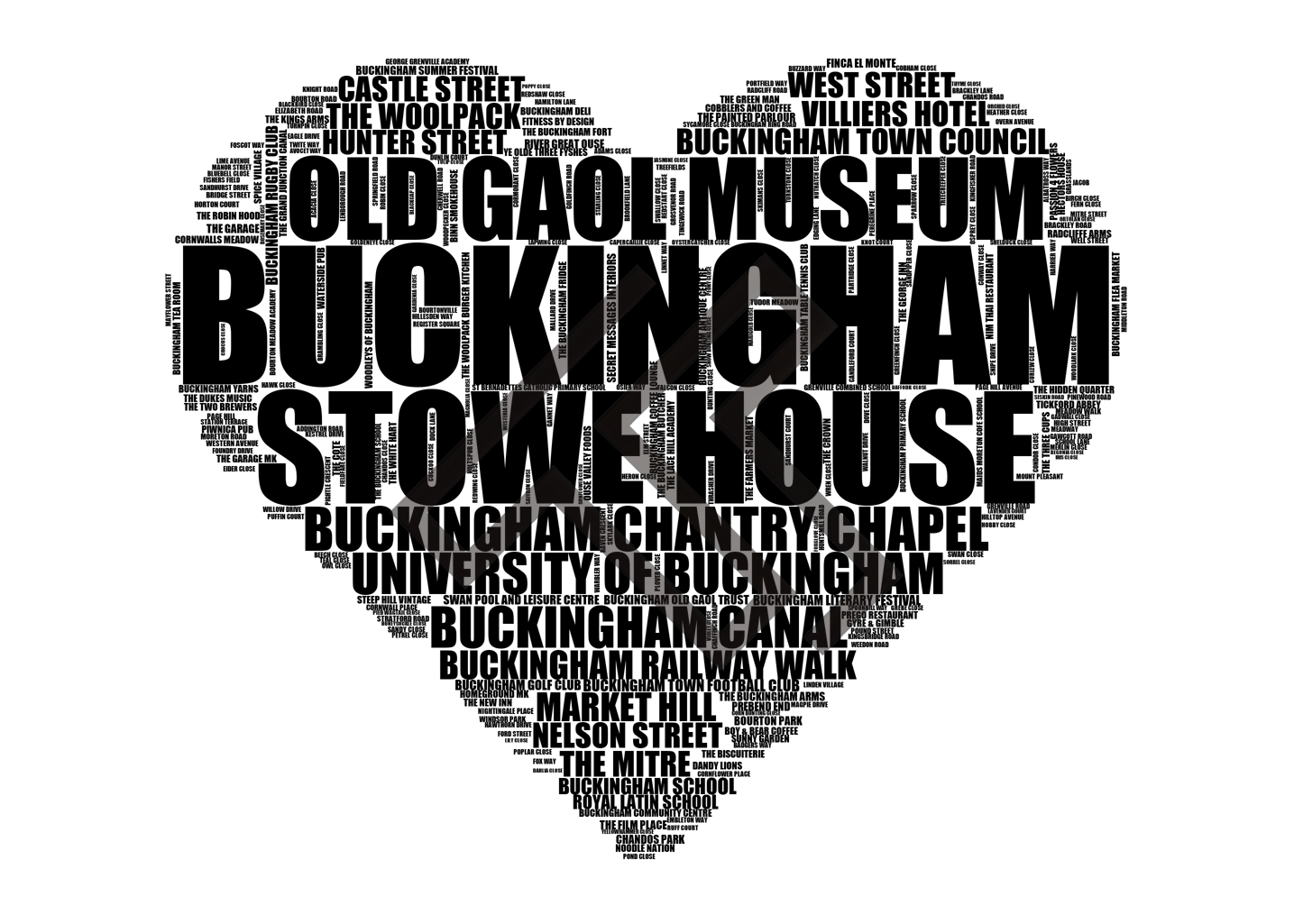 Buckingham - Premium Typographic Word Cloud Prints, Posters & Gifts