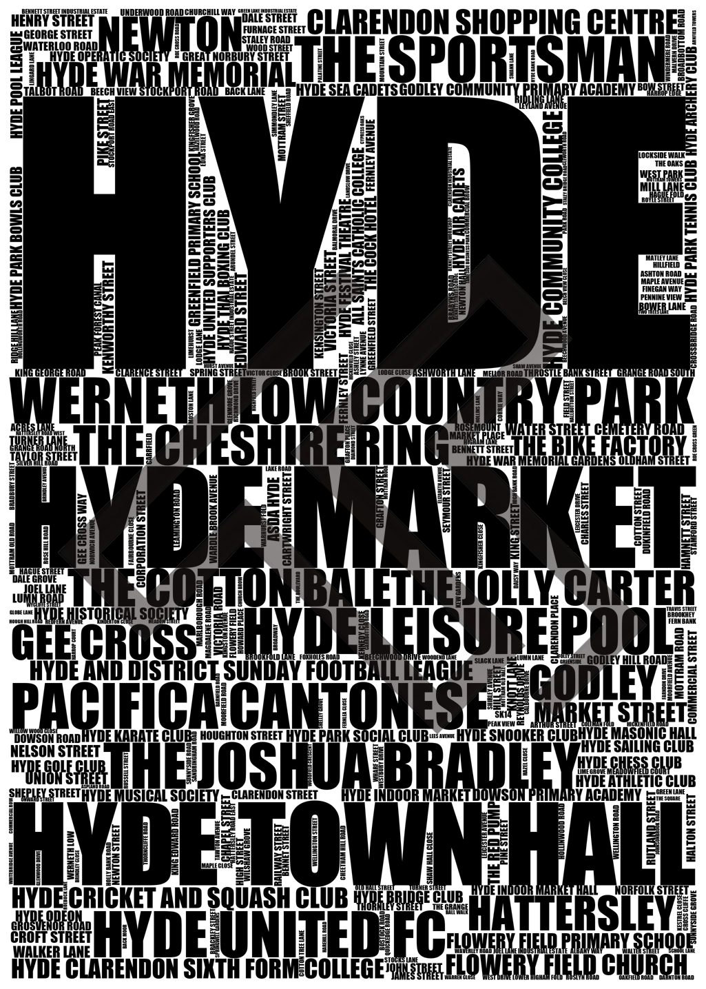 Hyde - Premium Typographic Word Cloud Prints, Posters & Gifts