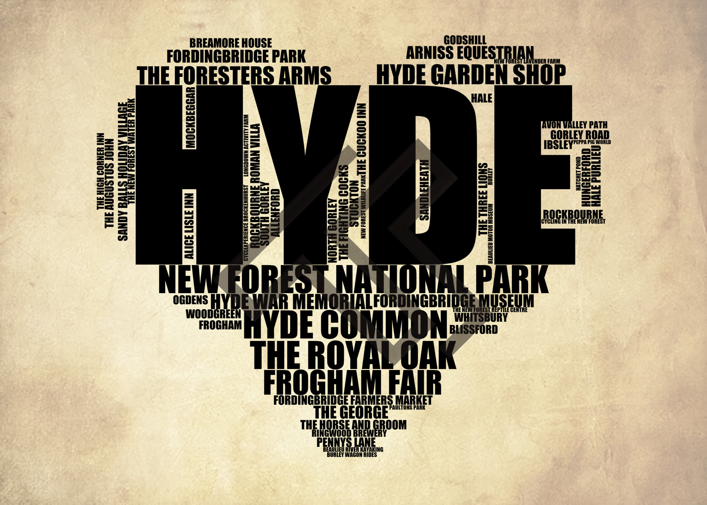 Hyde - Premium Typographic Word Cloud Prints, Posters & Gifts