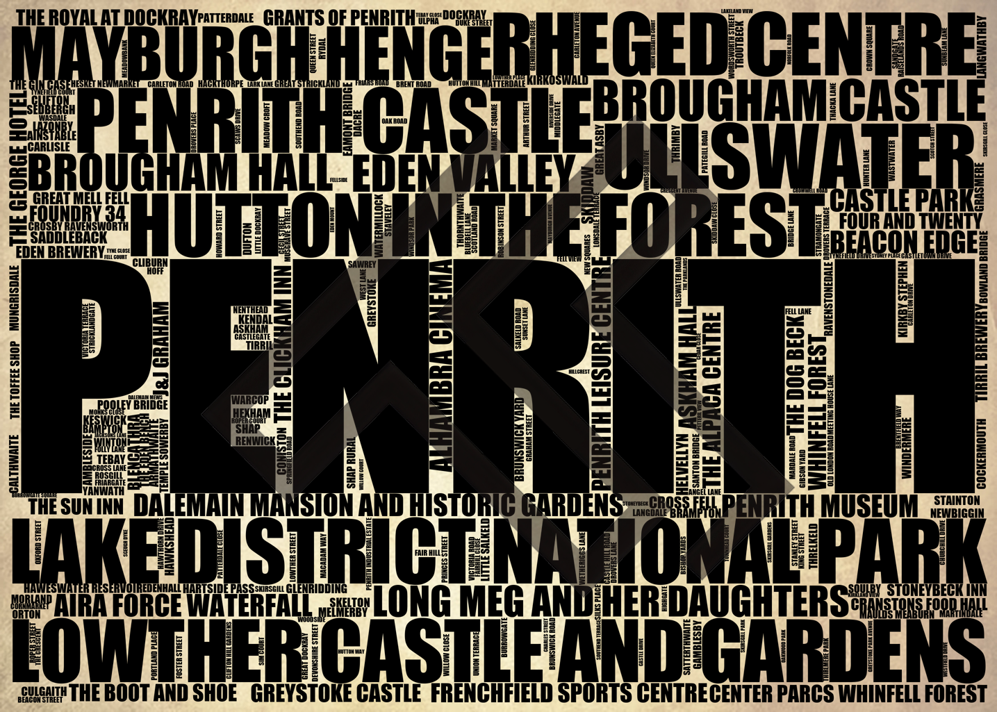 Penrith - Premium Typographic Word Cloud Prints, Posters & Gifts