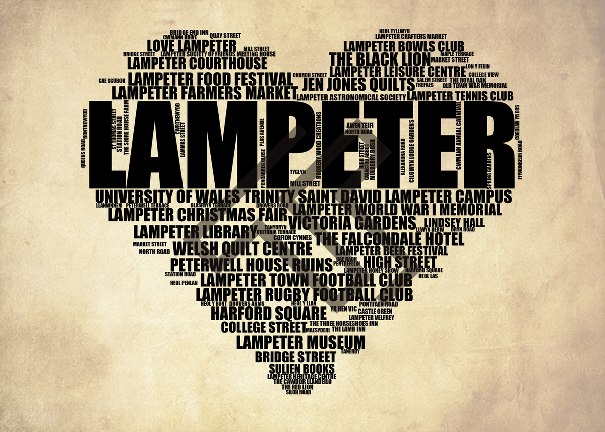 Lampeter - Premium Typographic Word Cloud Prints, Posters & Gifts