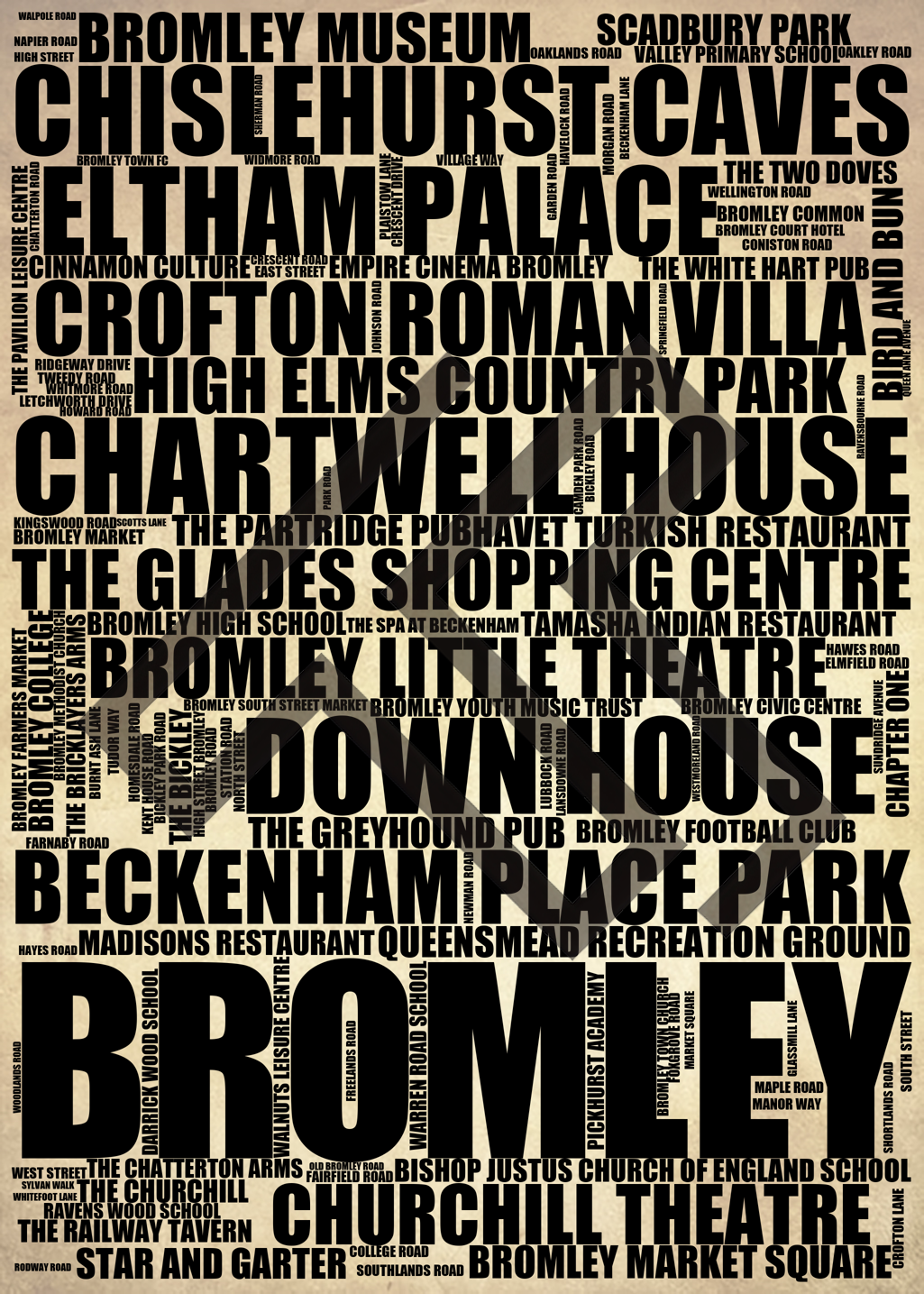 Bromley - Premium Typographic Word Cloud Prints, Posters & Gifts