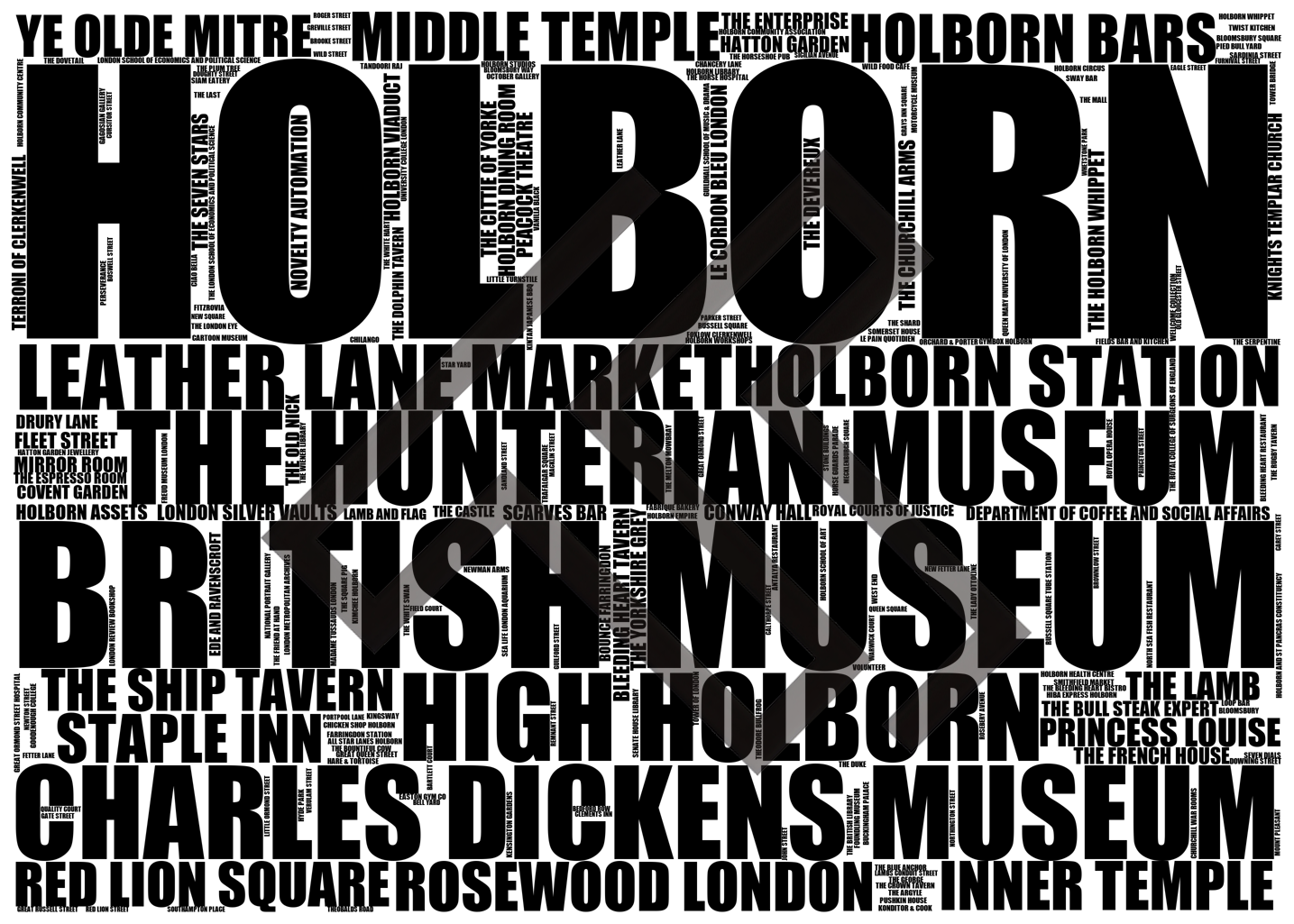 Holborn - Premium Typographic Word Cloud Prints, Posters & Gifts
