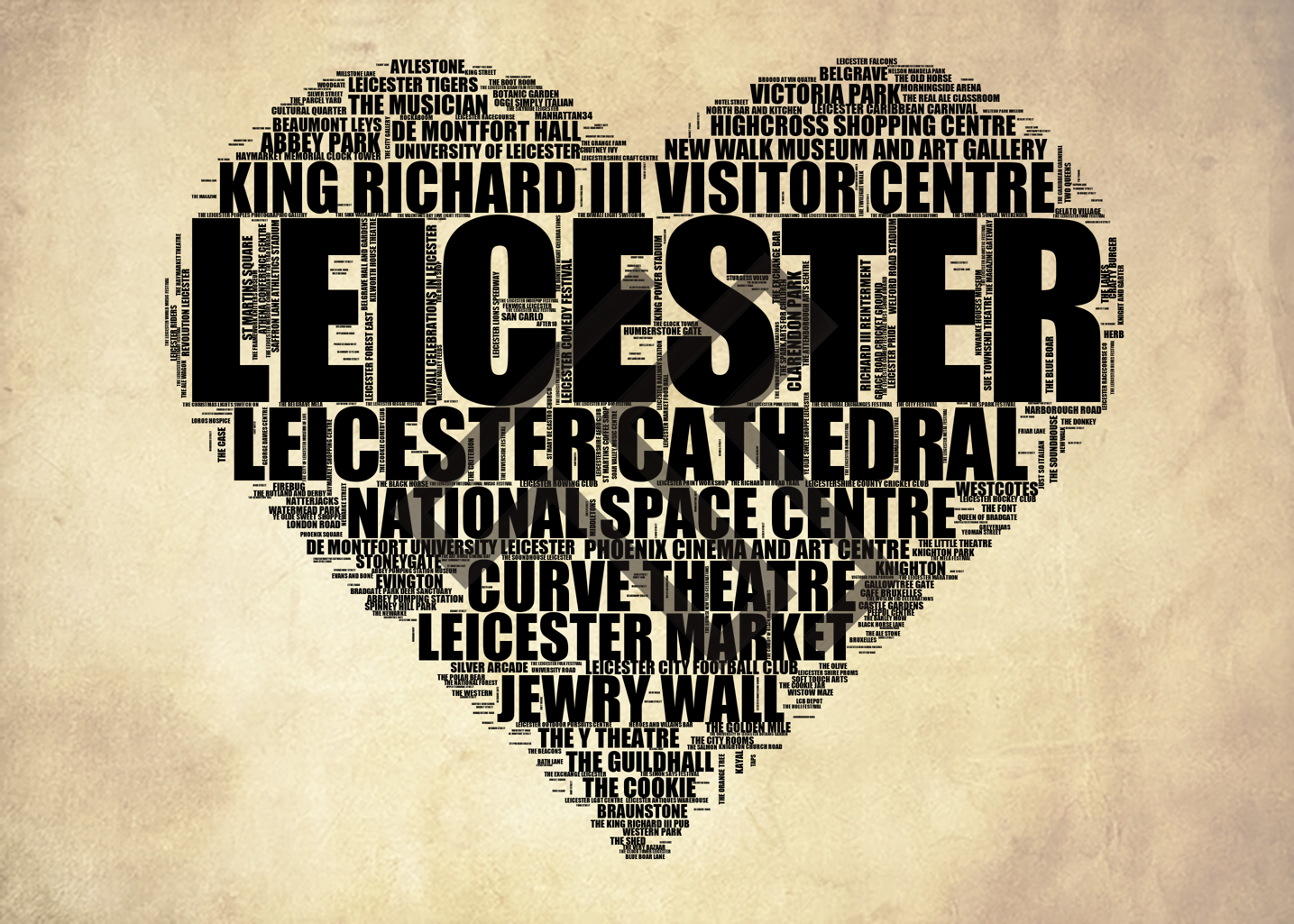 Leicester - Premium Typographic Word Cloud Prints, Posters & Gifts