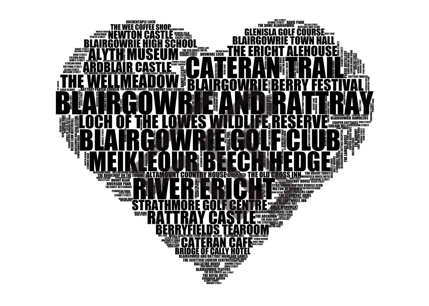 Blairgowrie and Rattray - Premium Typographic Word Cloud Prints, Posters & Gifts