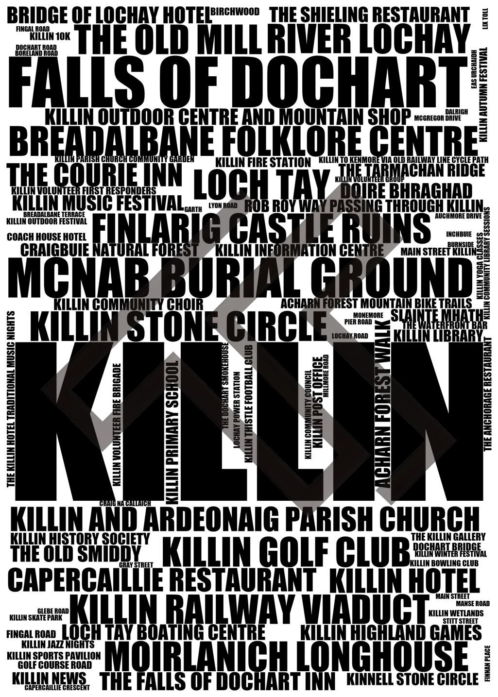 Killin - Premium Typographic Word Cloud Prints, Posters & Gifts