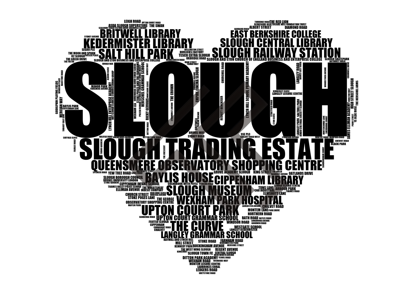 Slough - Premium Typographic Word Cloud Prints, Posters & Gifts