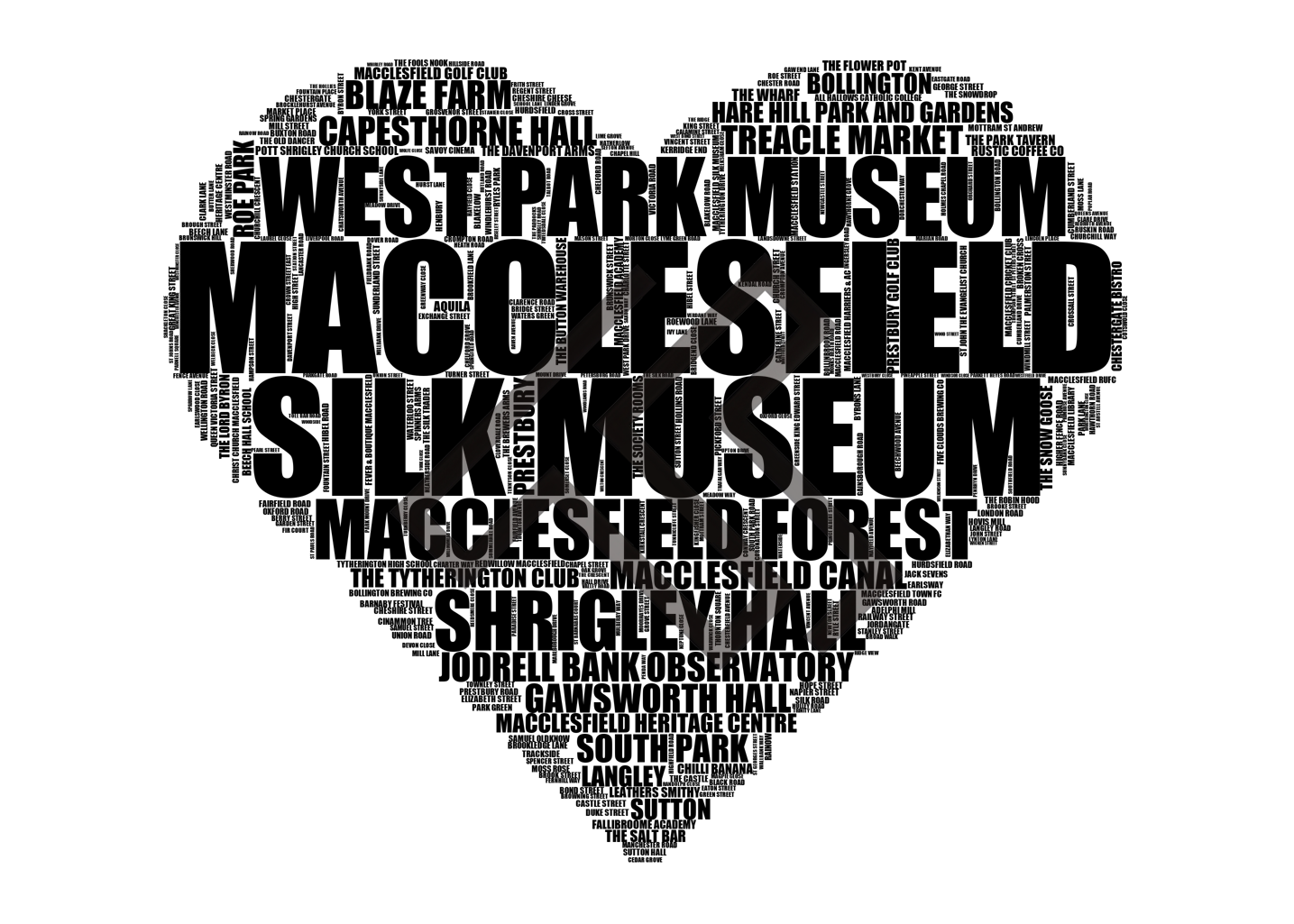 Macclesfield - Premium Typographic Word Cloud Prints, Posters & Gifts