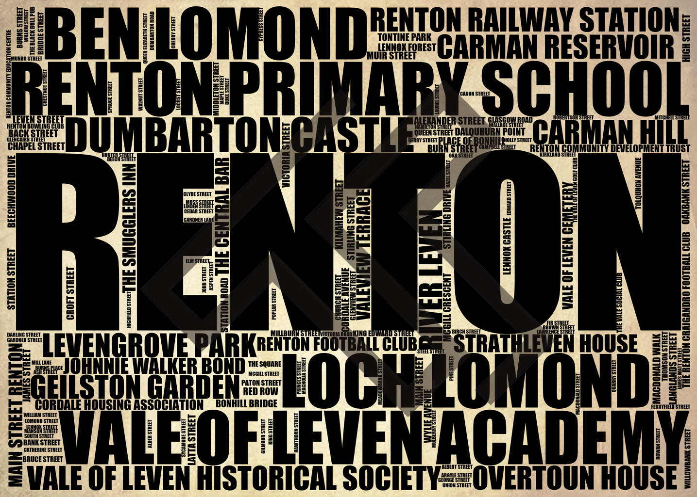 Renton - Premium Typographic Word Cloud Prints, Posters & Gifts