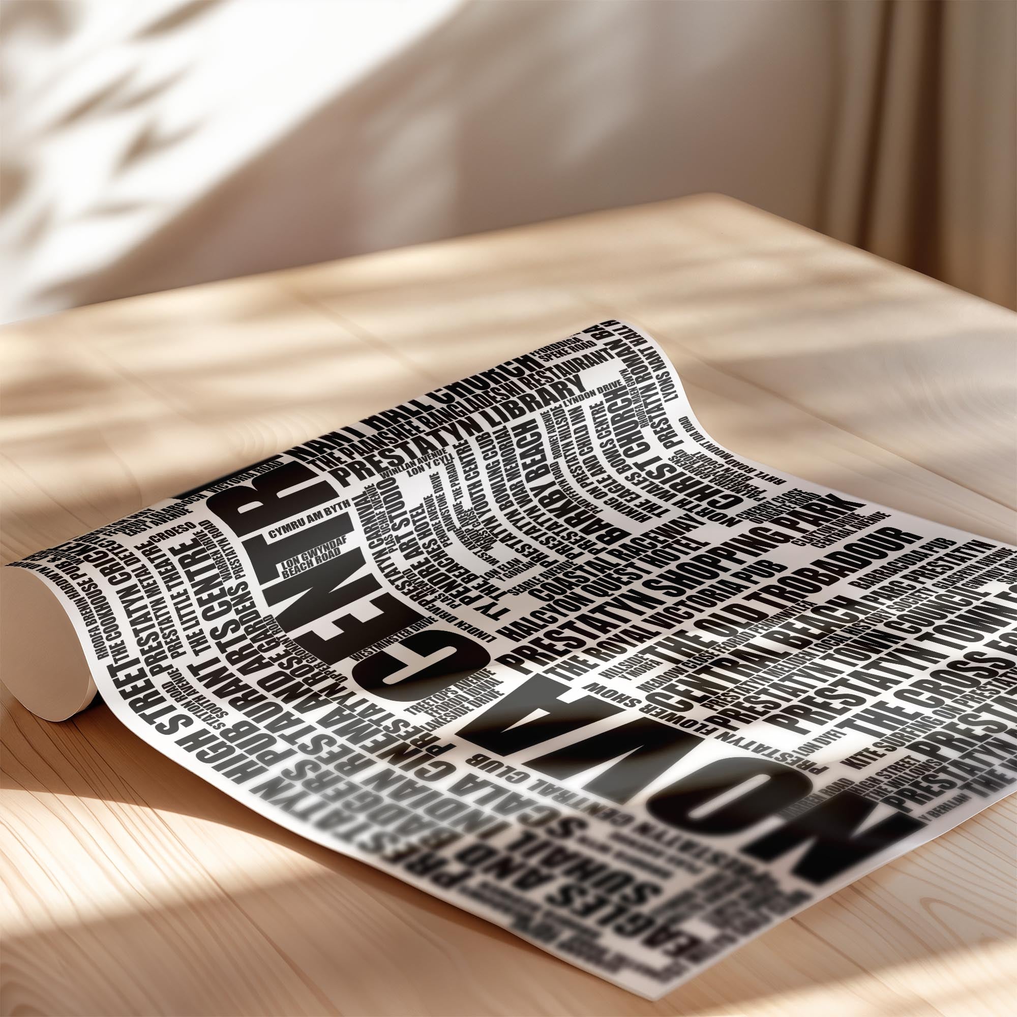 Prestatyn - Premium Typographic Word Cloud Prints, Posters & Gifts