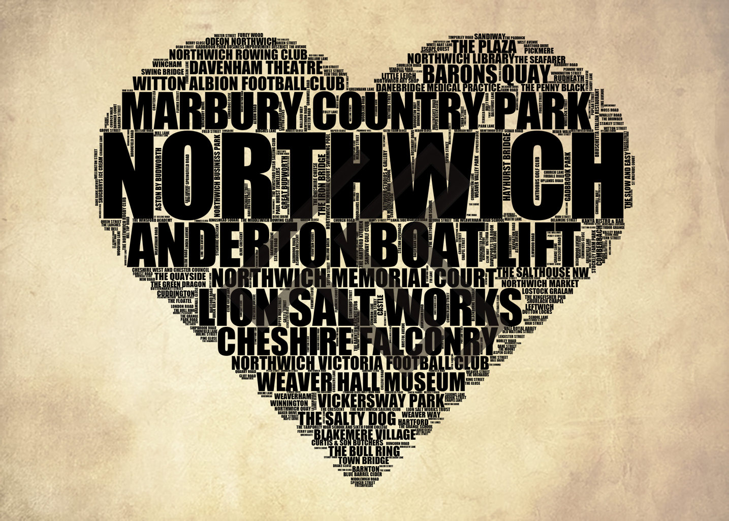 Northwich - Premium Typographic Word Cloud Prints, Posters & Gifts