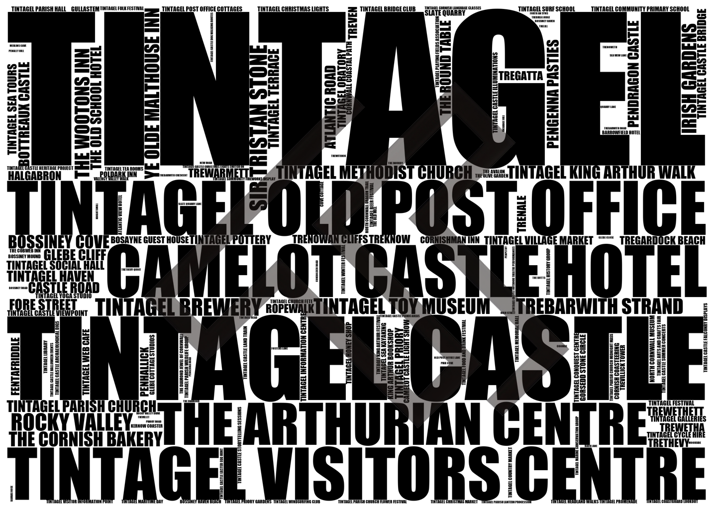 Tintagel - Premium Typographic Word Cloud Prints, Posters & Gifts