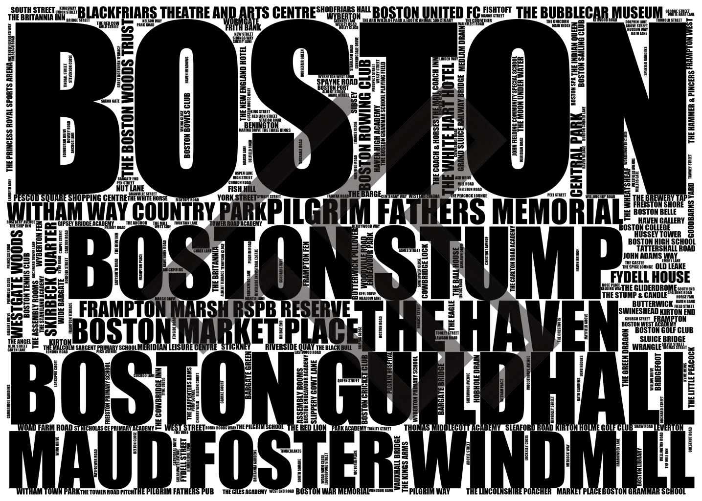 Boston - Premium Typographic Word Cloud Prints, Posters & Gifts