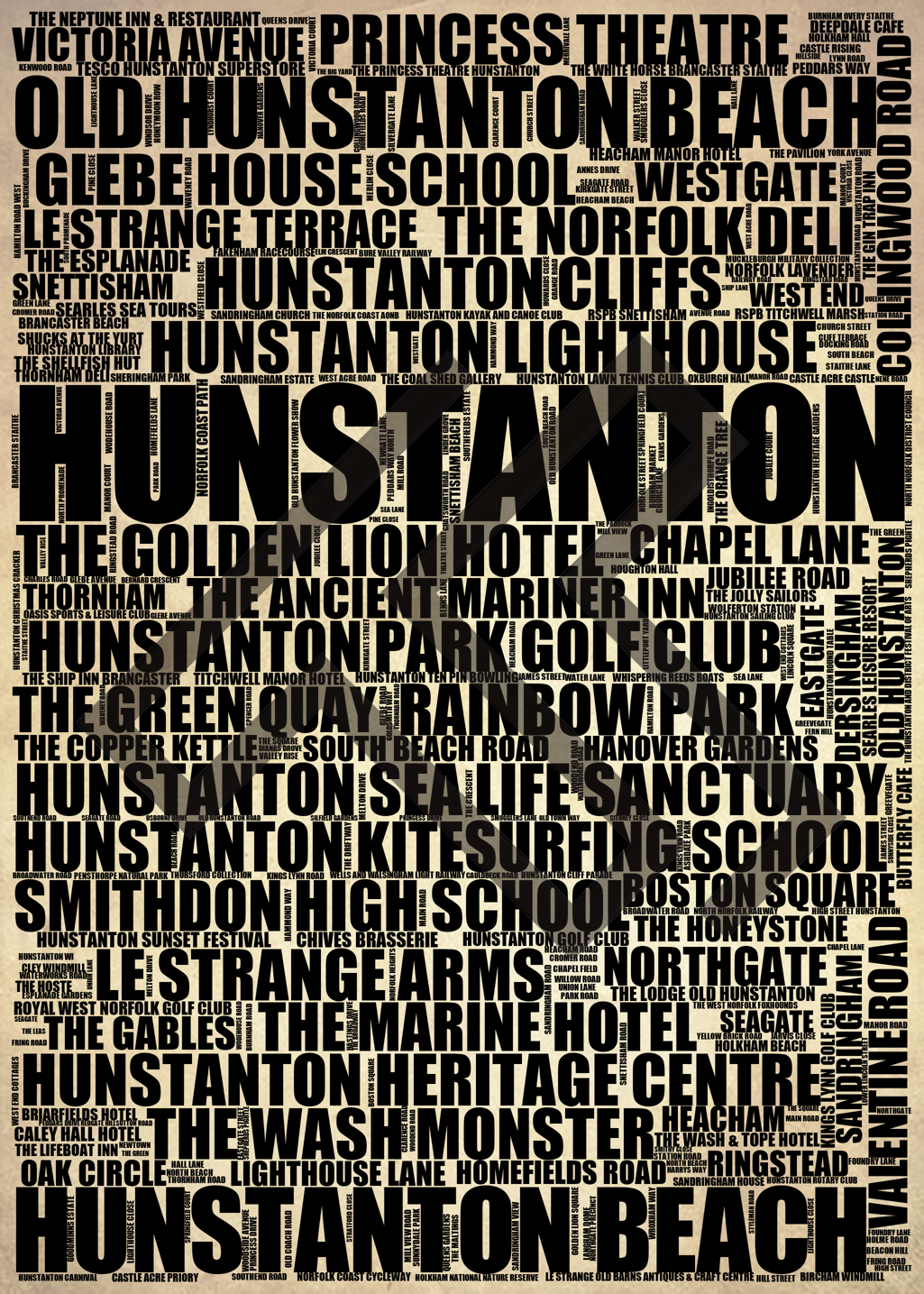 Hunstanton - Premium Typographic Word Cloud Prints, Posters & Gifts