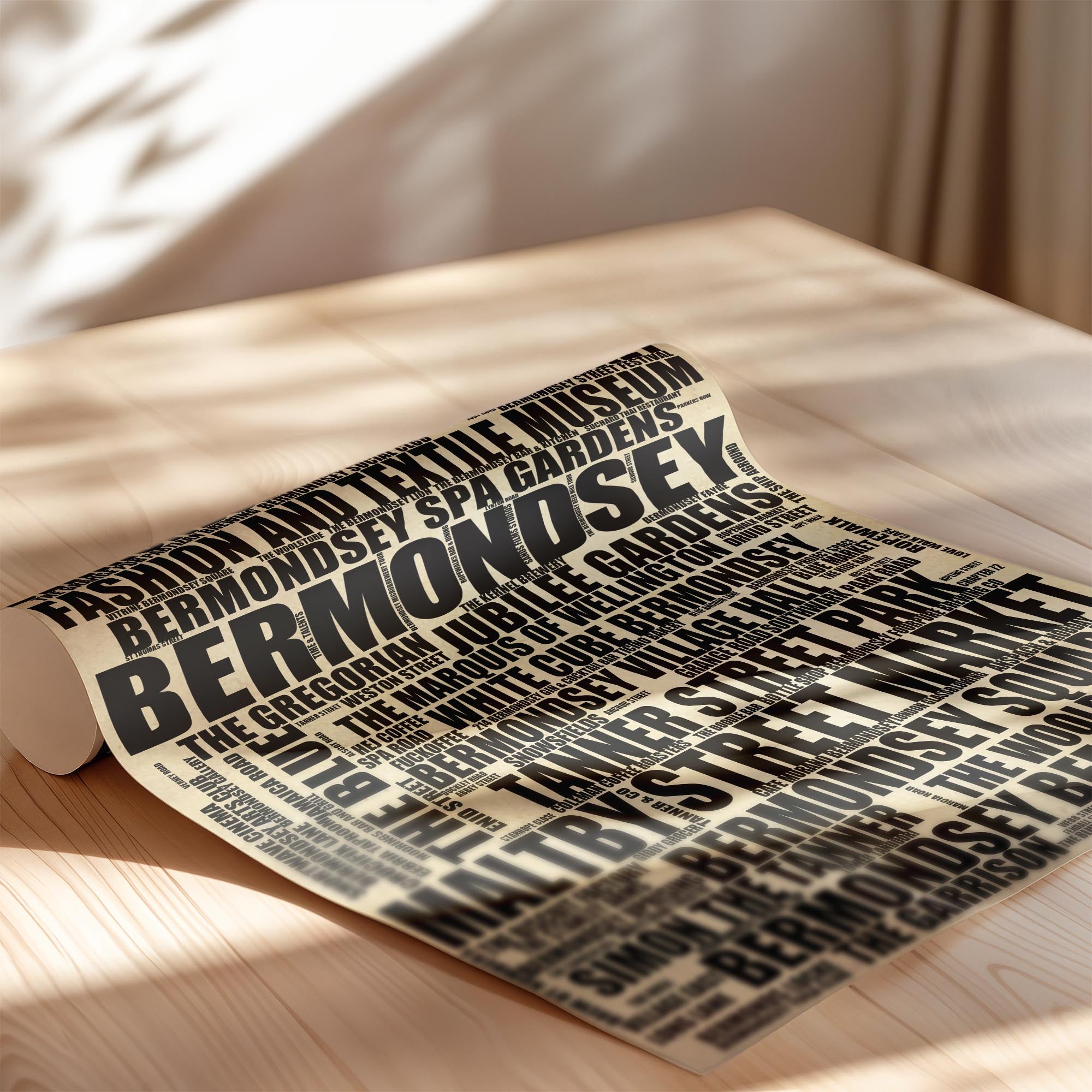 Bermondsey - Premium Typographic Word Cloud Prints, Posters & Gifts