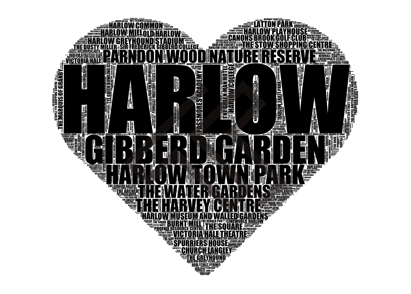 Harlow - Premium Typographic Word Cloud Prints, Posters & Gifts