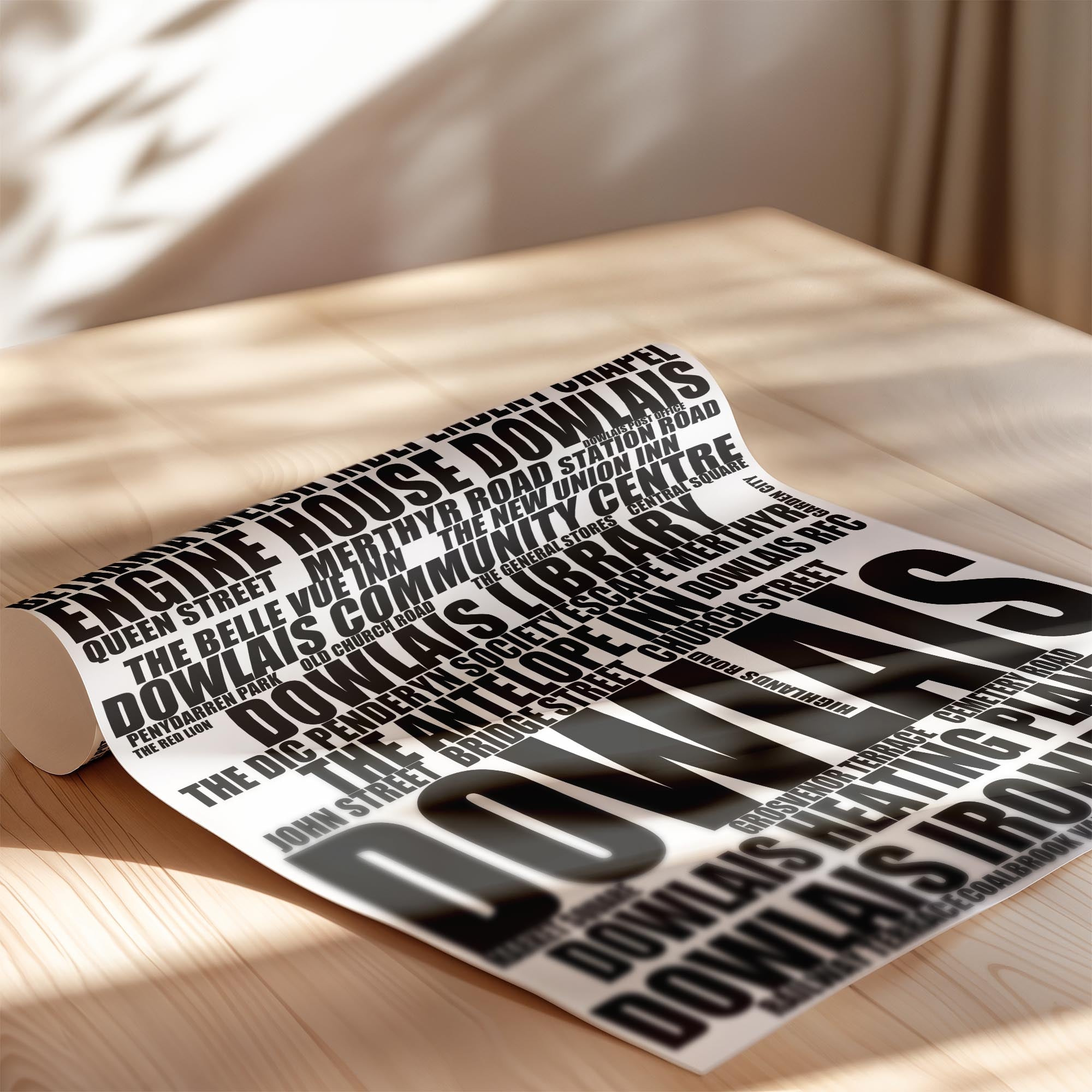 Dowlais - Premium Typographic Word Cloud Prints, Posters & Gifts