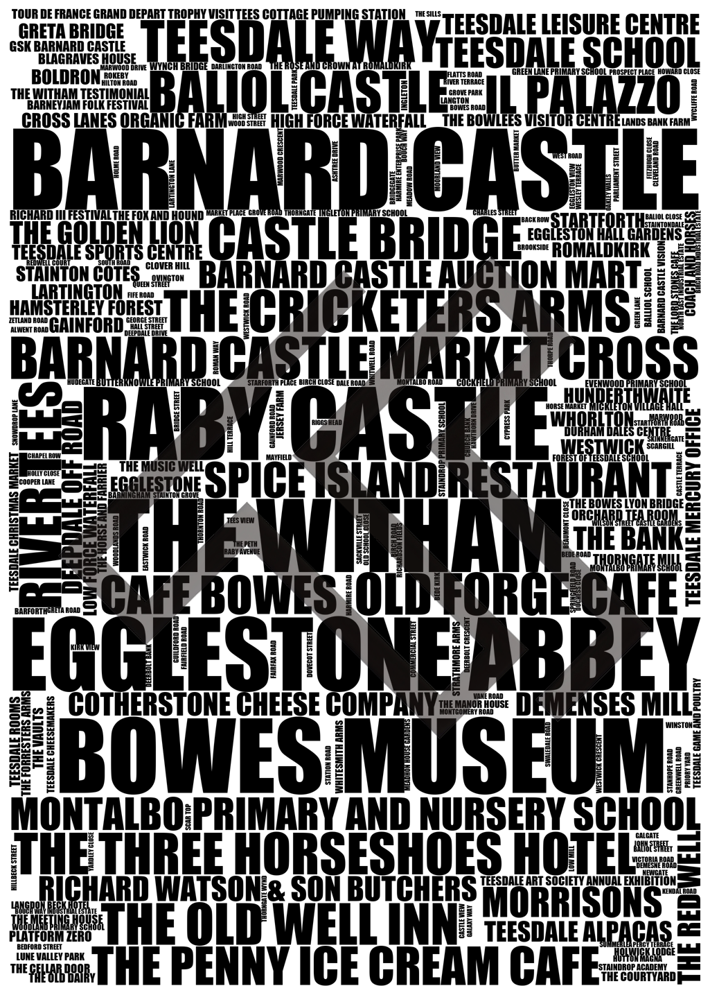 Barnard Castle - Premium Typographic Word Cloud Prints, Posters & Gifts