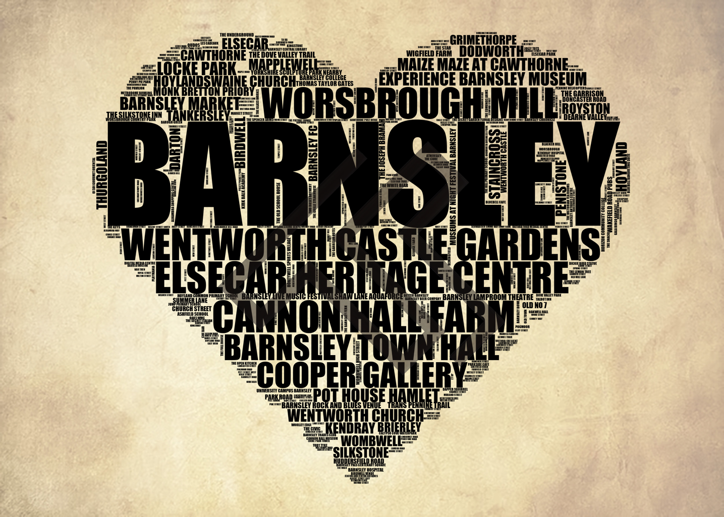 Barnsley - Premium Typographic Word Cloud Prints, Posters & Gifts