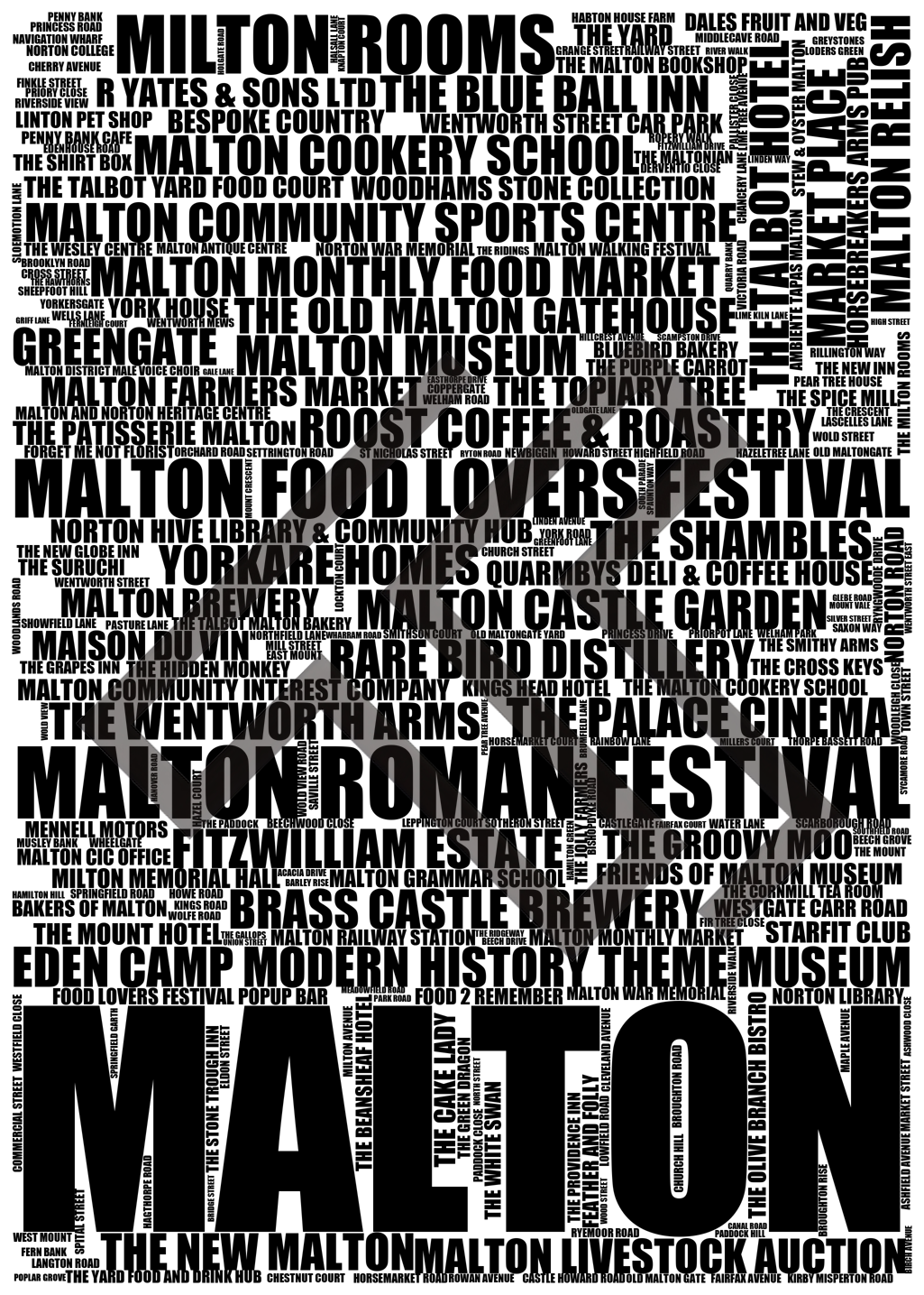 Malton - Premium Typographic Word Cloud Prints, Posters & Gifts