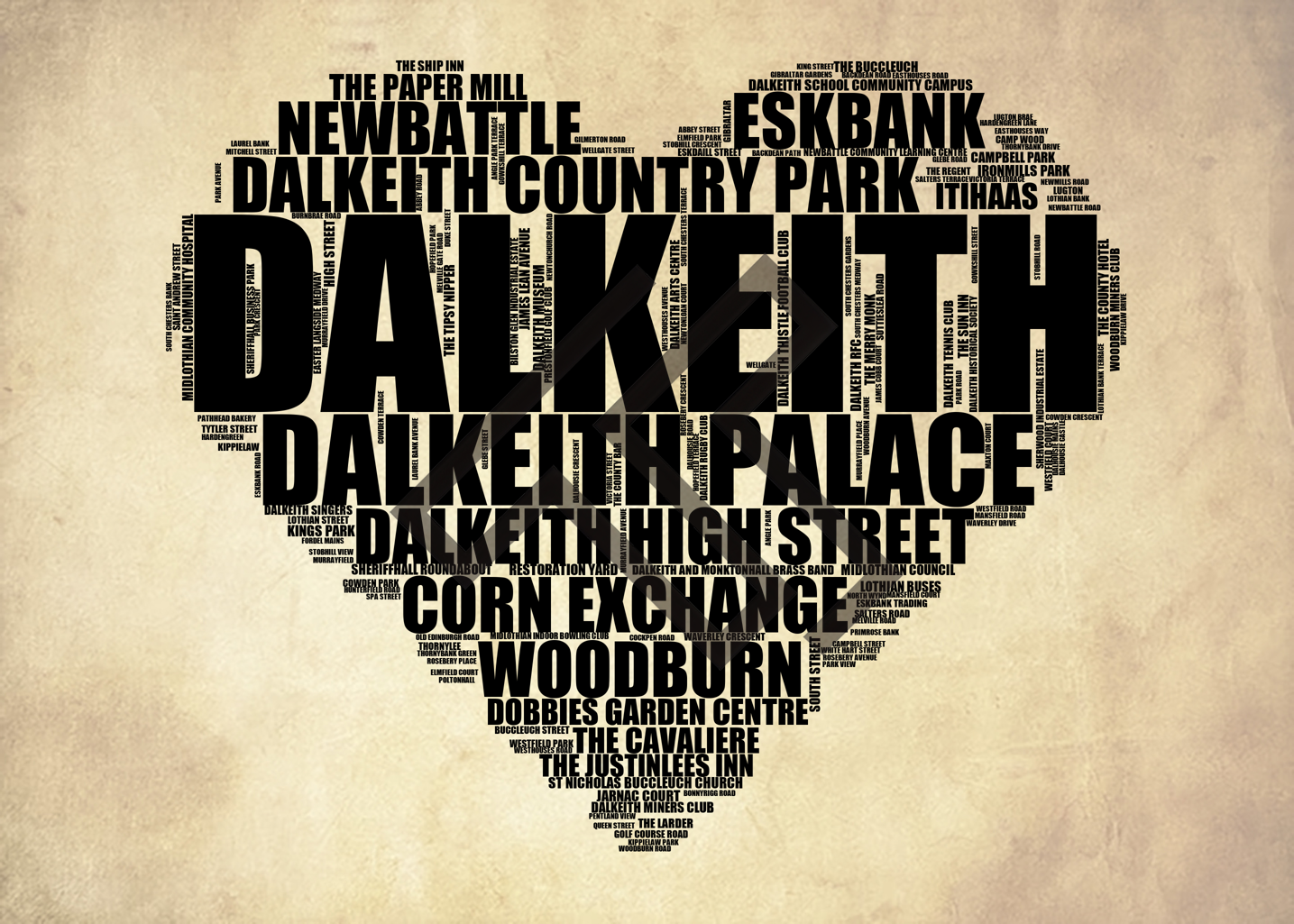 Dalkeith - Premium Typographic Word Cloud Prints, Posters & Gifts