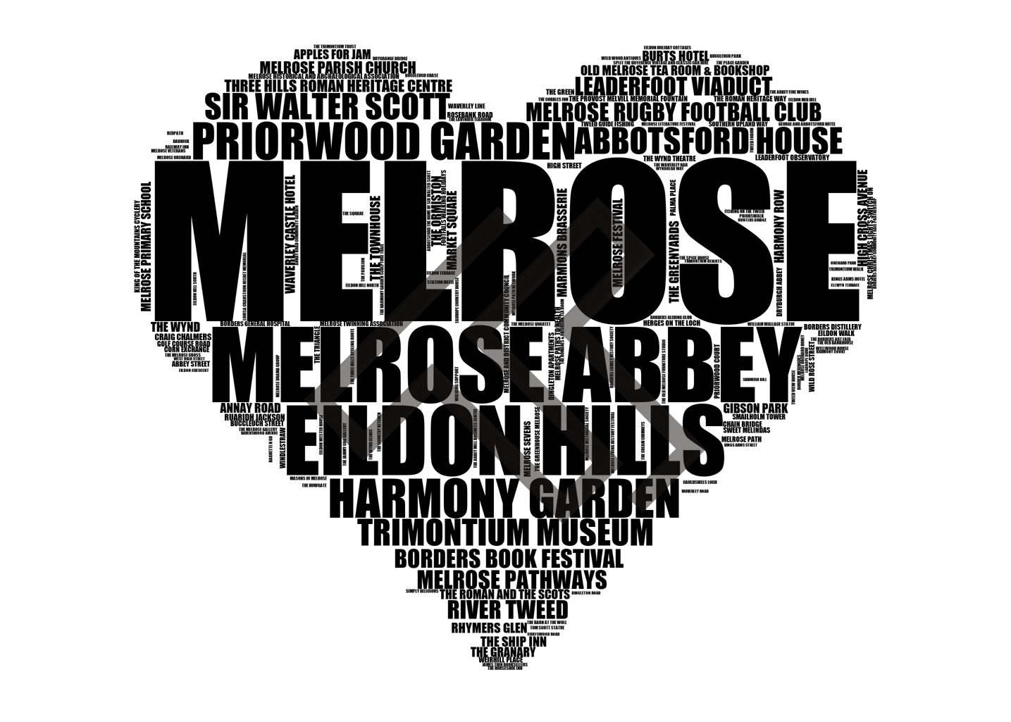 Melrose - Premium Typographic Word Cloud Prints, Posters & Gifts