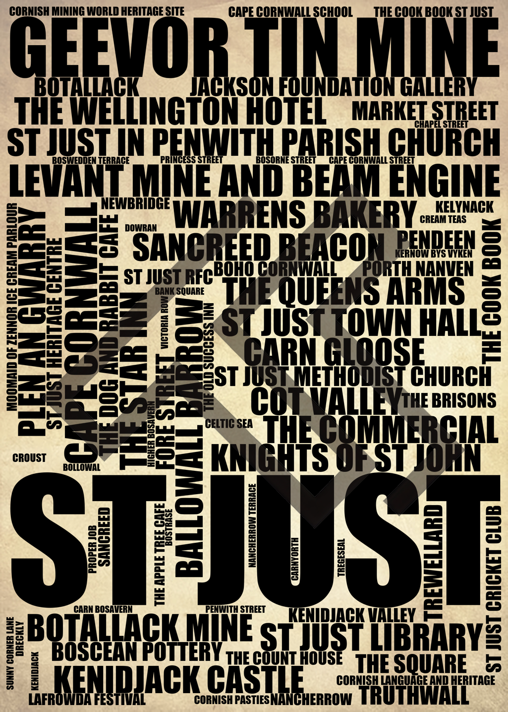 St Just - Premium Typographic Word Cloud Prints, Posters & Gifts