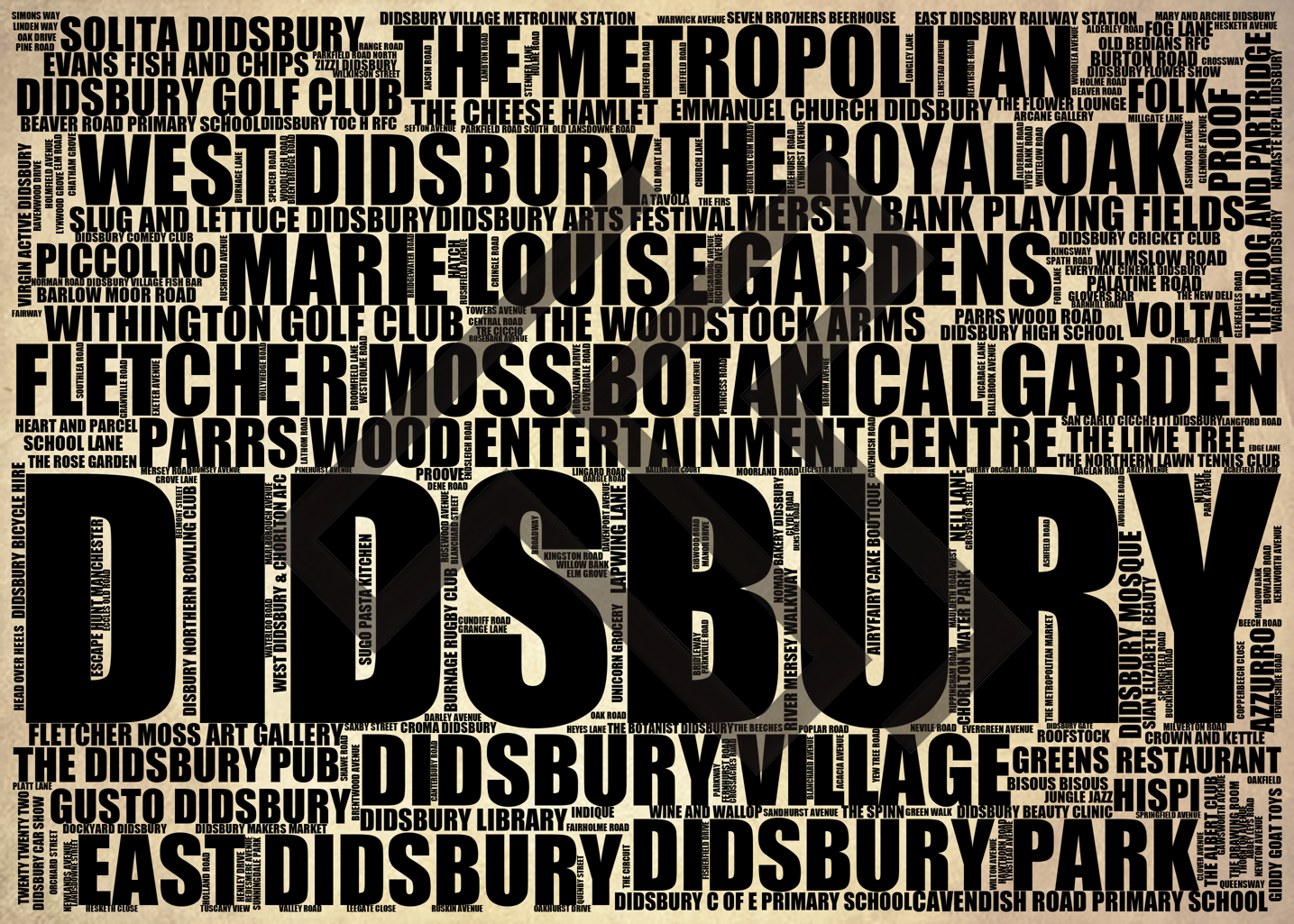 Didsbury - Premium Typographic Word Cloud Prints, Posters & Gifts