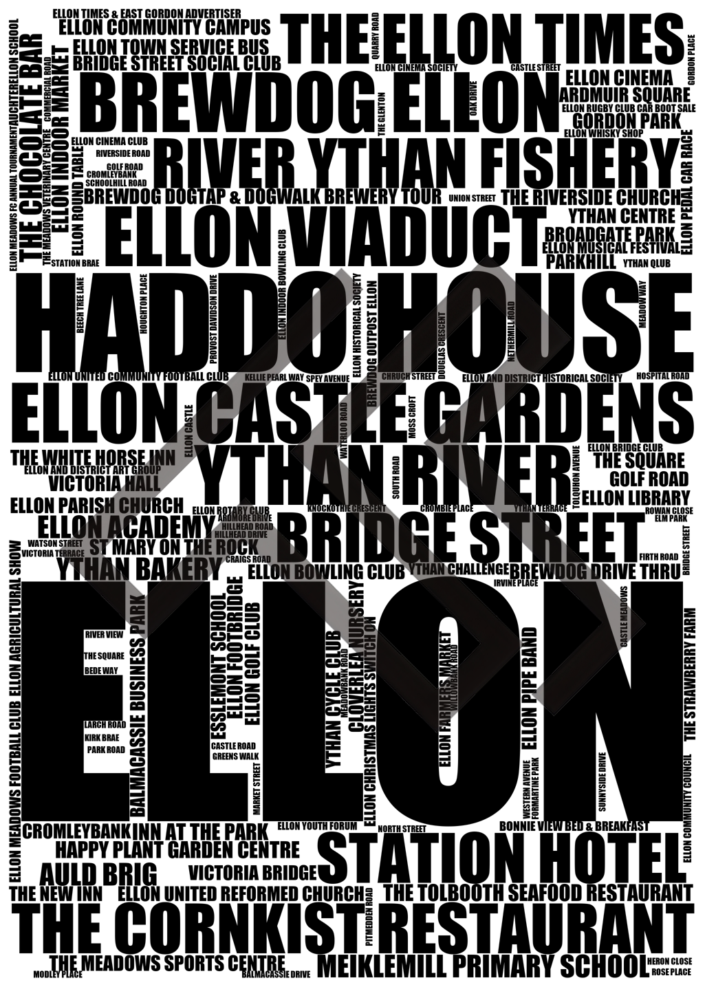 Ellon - Premium Typographic Word Cloud Prints, Posters & Gifts