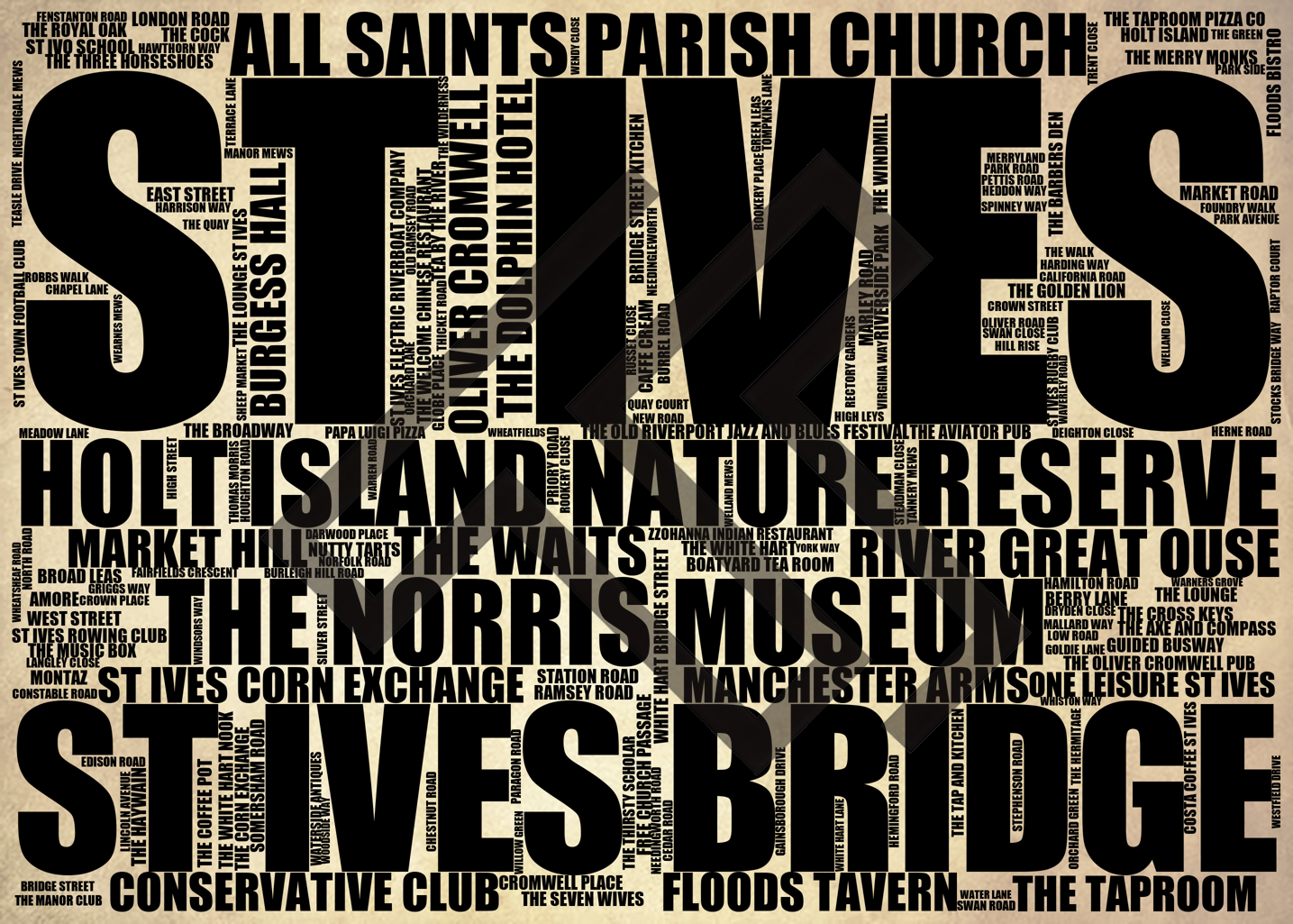 St Ives - Premium Typographic Word Cloud Prints, Posters & Gifts