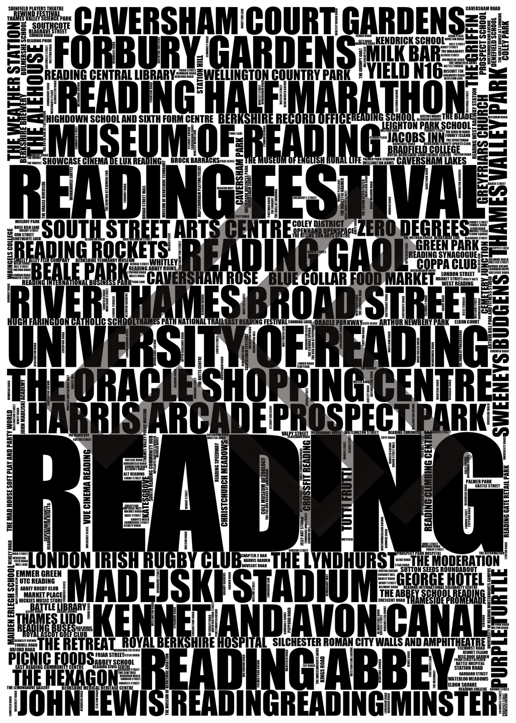 Reading - Premium Typographic Word Cloud Prints, Posters & Gifts