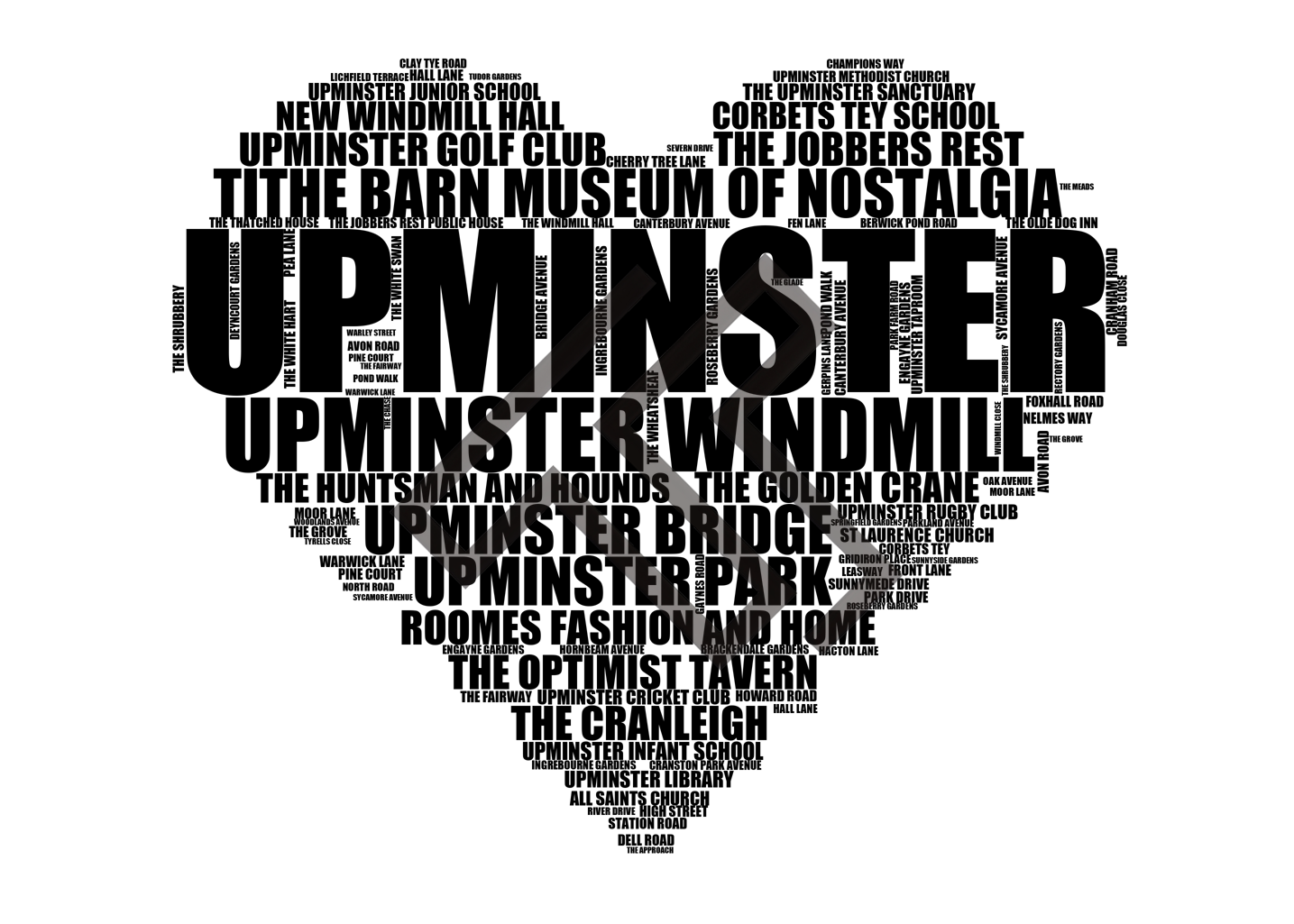 Upminster - Premium Typographic Word Cloud Prints, Posters & Gifts