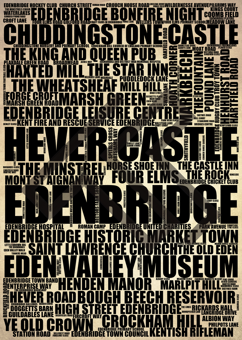 Edenbridge - Premium Typographic Word Cloud Prints, Posters & Gifts