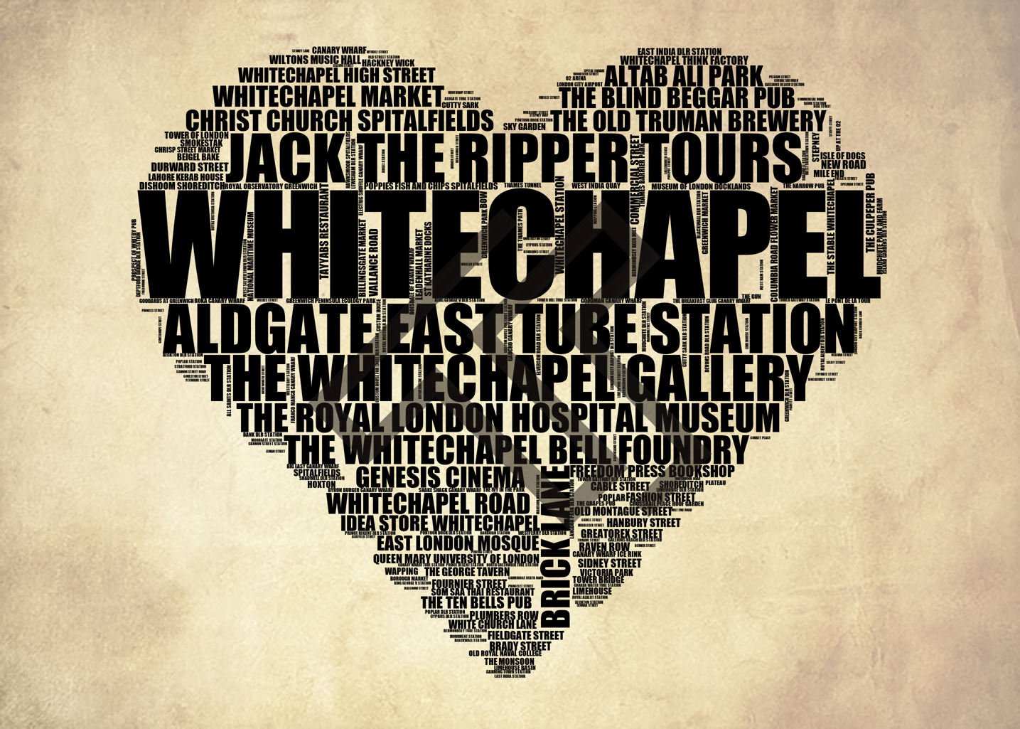 Whitechapel - Premium Typographic Word Cloud Prints, Posters & Gifts