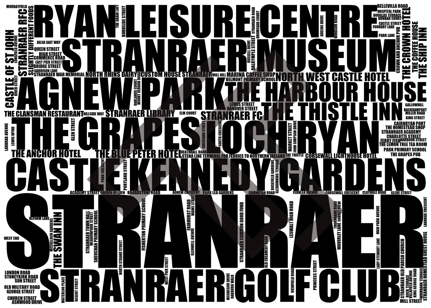 Stranraer - Premium Typographic Word Cloud Prints, Posters & Gifts