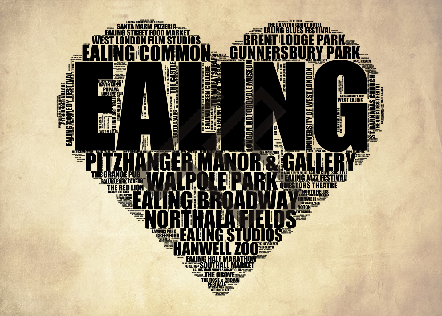 Ealing - Premium Typographic Word Cloud Prints, Posters & Gifts