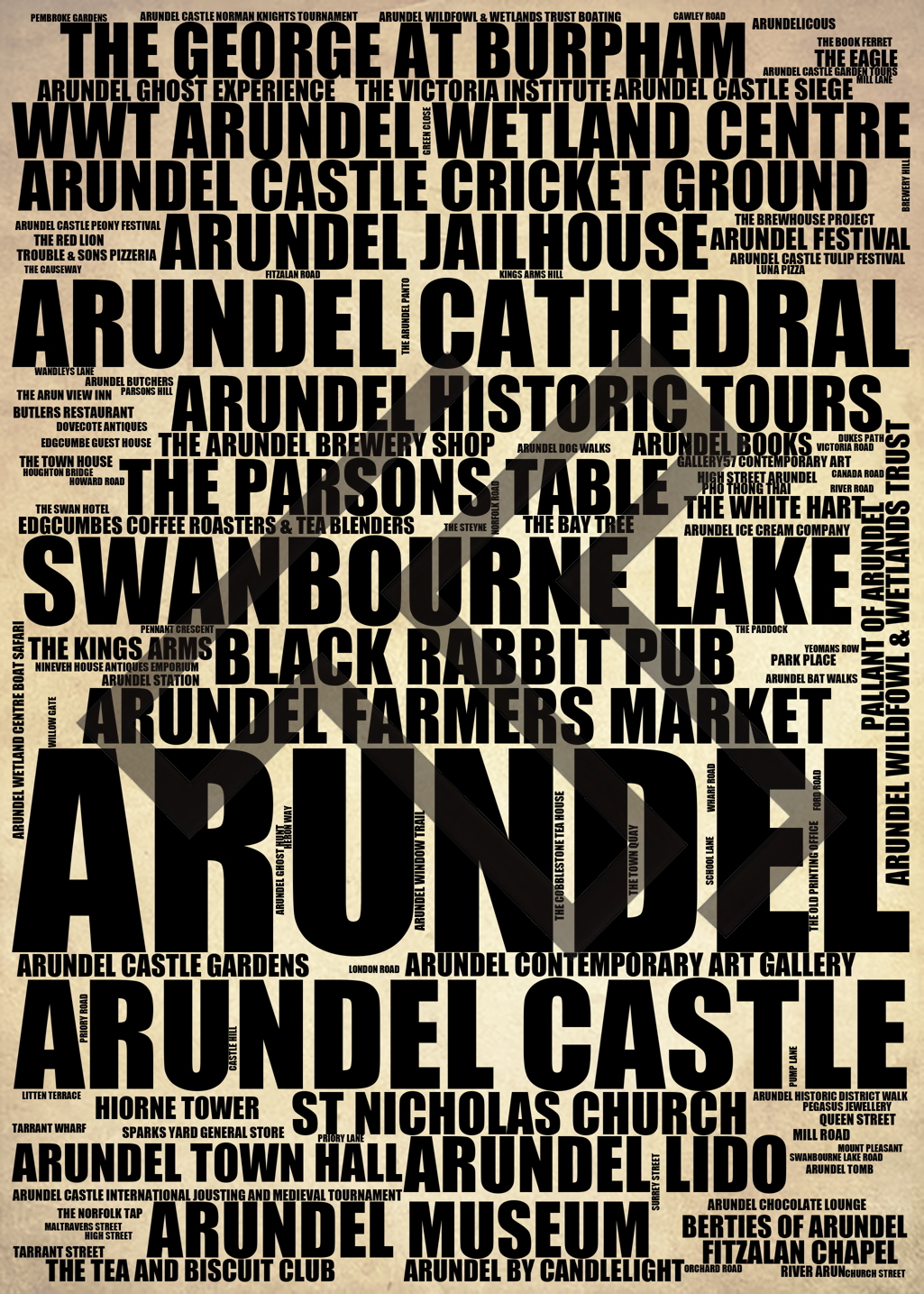 Arundel - Premium Typographic Word Cloud Prints, Posters & Gifts