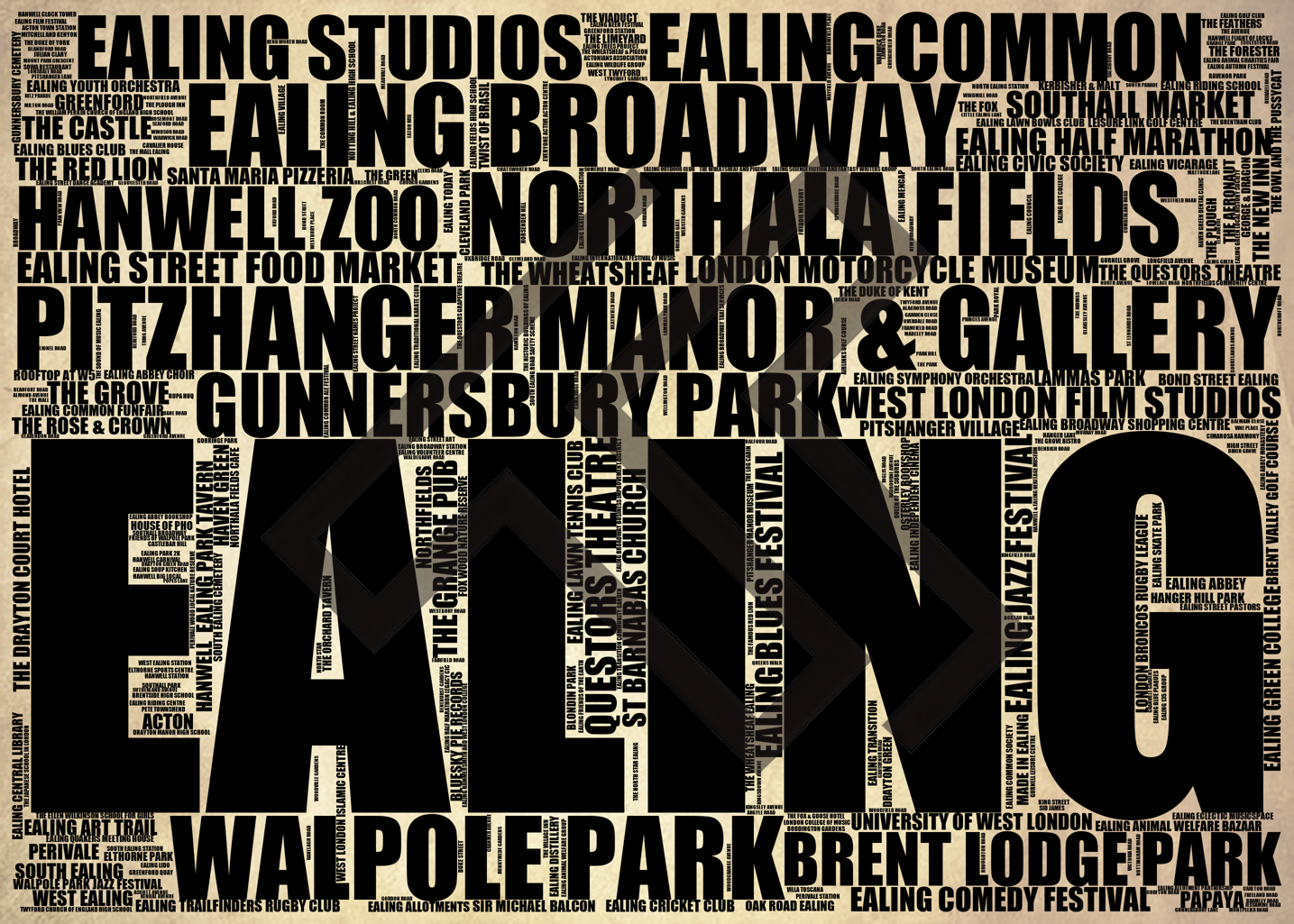 Ealing - Premium Typographic Word Cloud Prints, Posters & Gifts