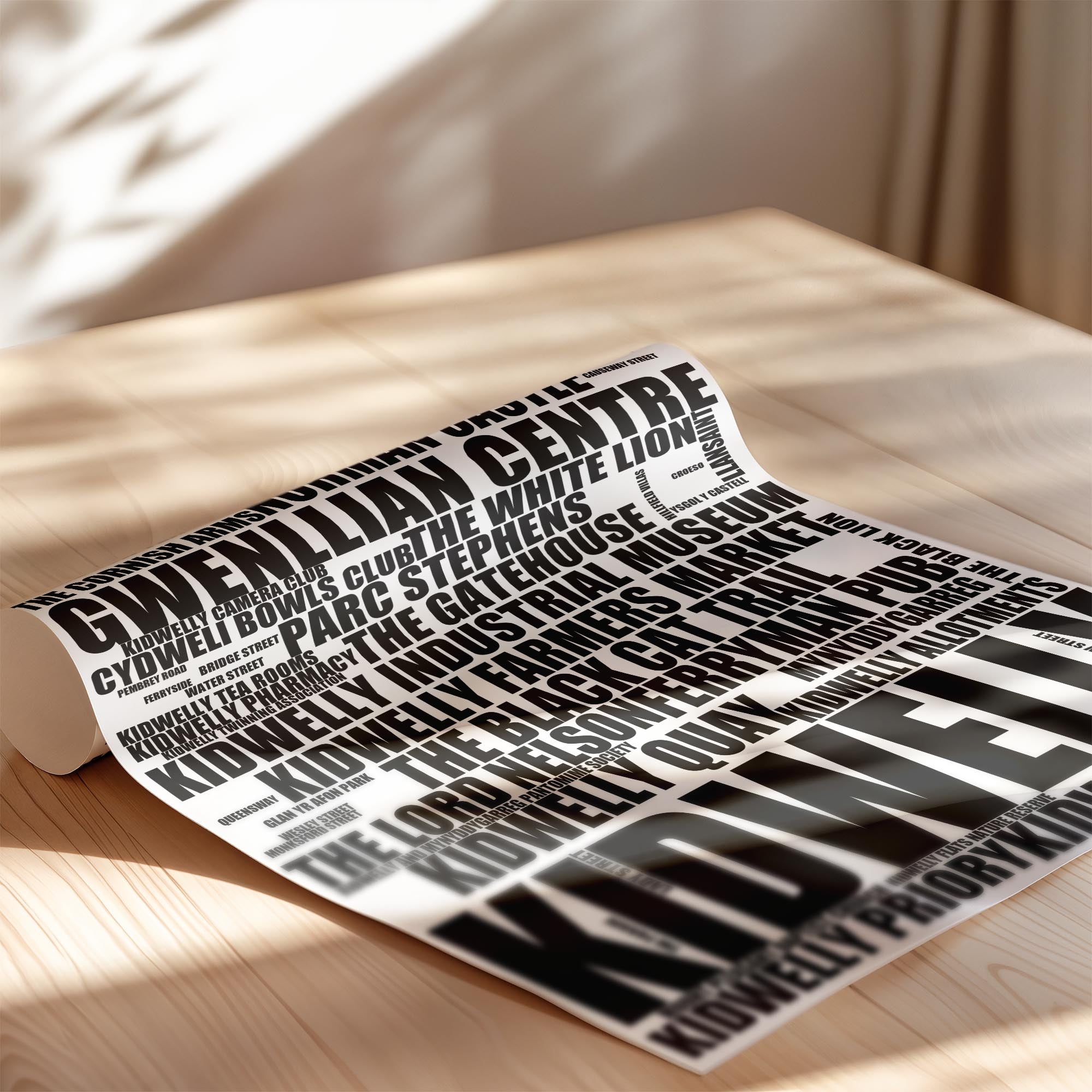 Kidwelly - Premium Typographic Word Cloud Prints, Posters & Gifts