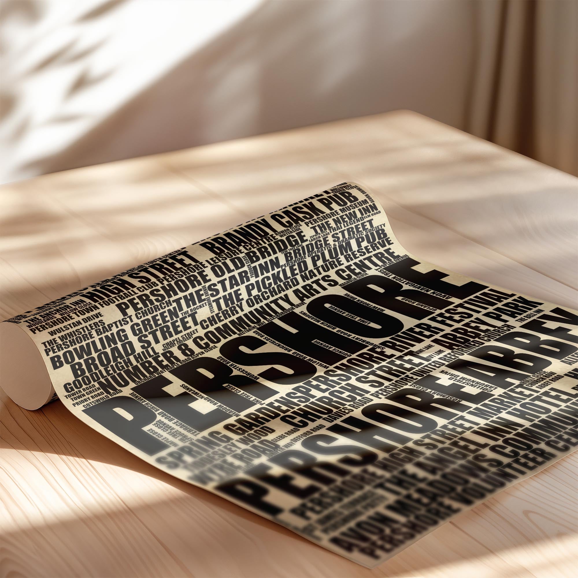 Pershore - Premium Typographic Word Cloud Prints, Posters & Gifts