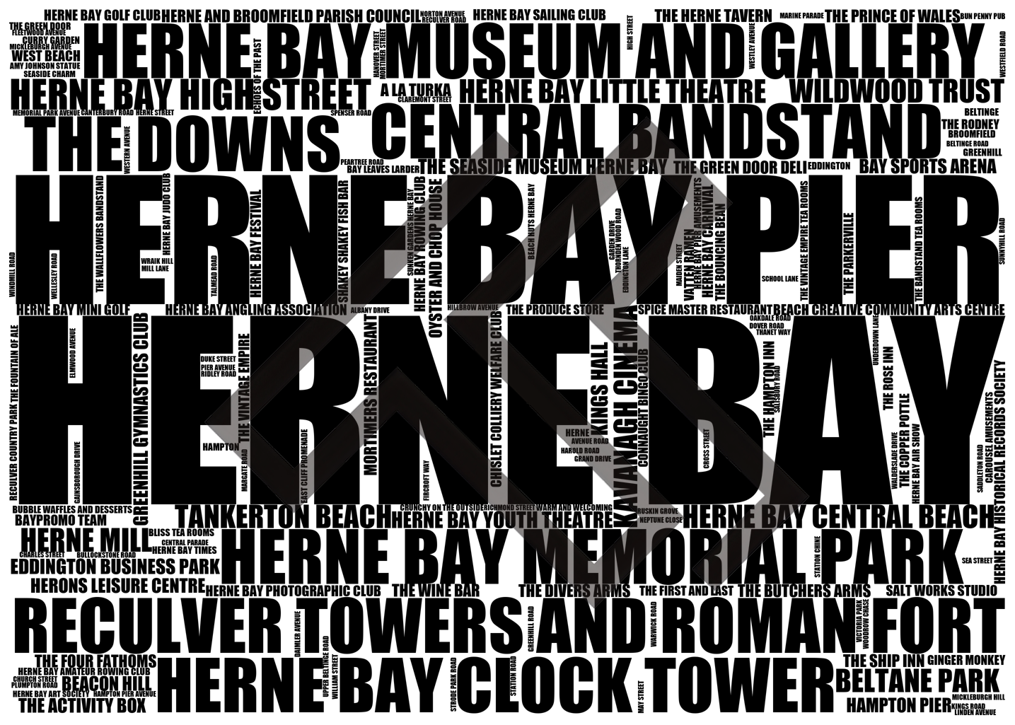 Herne Bay - Premium Typographic Word Cloud Prints, Posters & Gifts