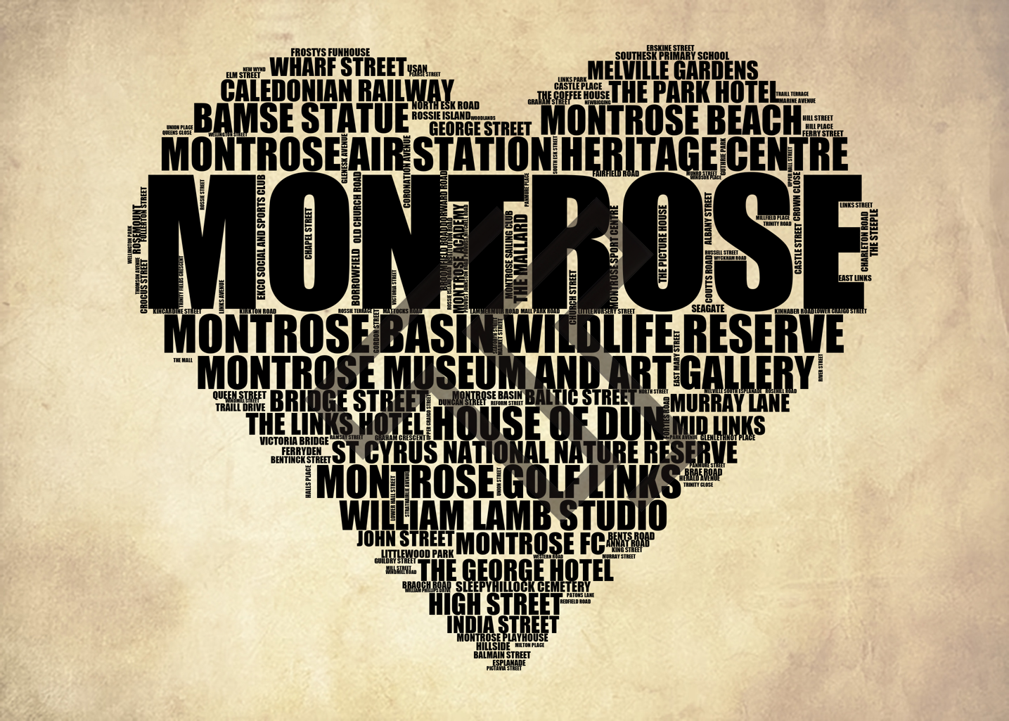 Montrose - Premium Typographic Word Cloud Prints, Posters & Gifts