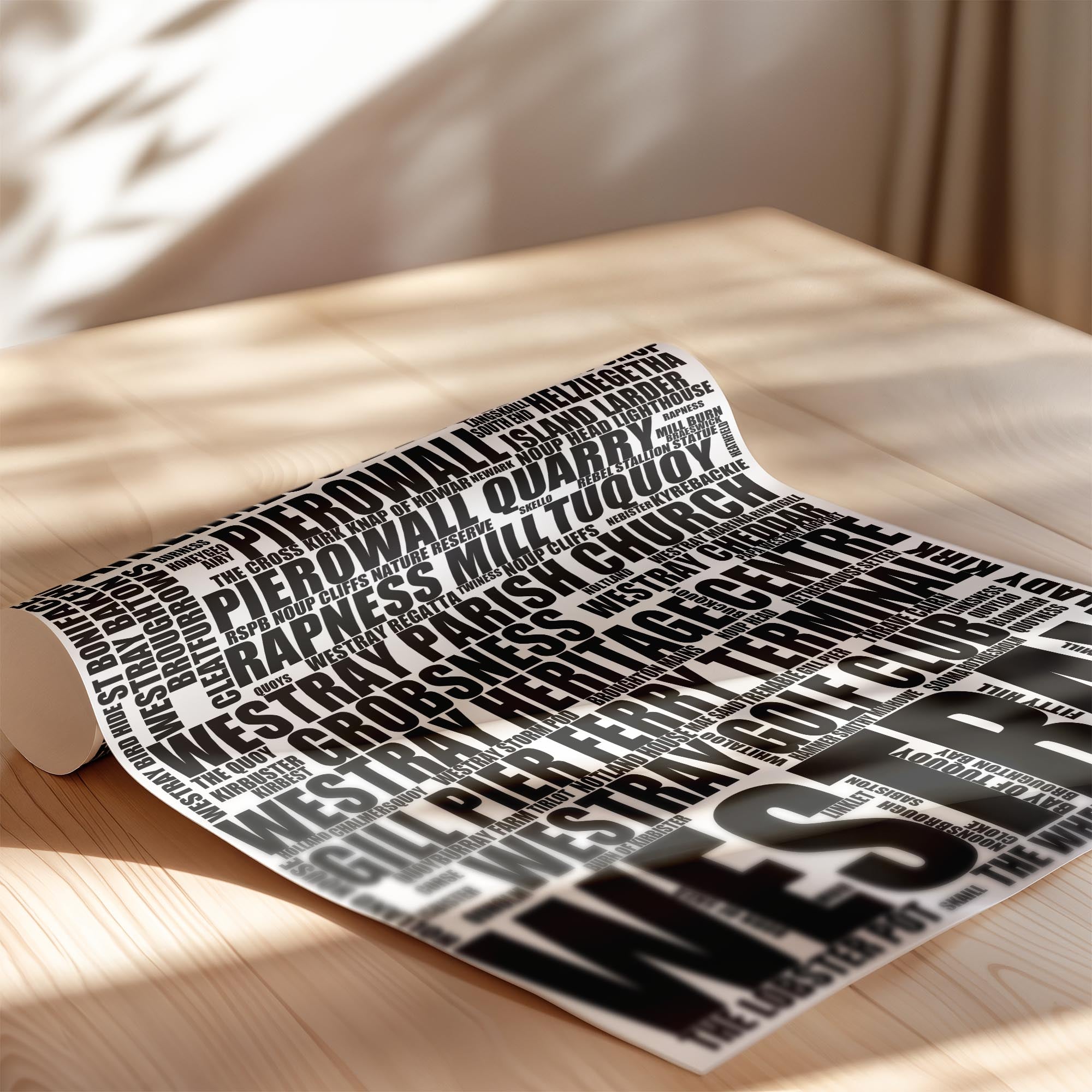 Westray - Premium Typographic Word Cloud Prints, Posters & Gifts