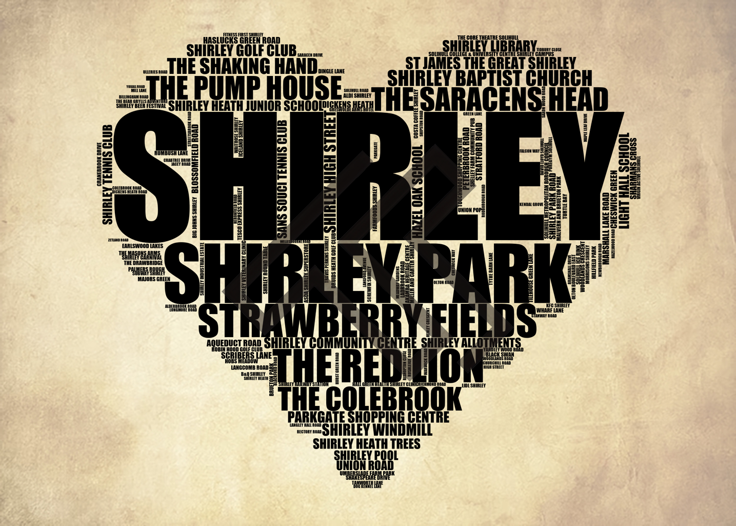 Shirley - Premium Typographic Word Cloud Prints, Posters & Gifts
