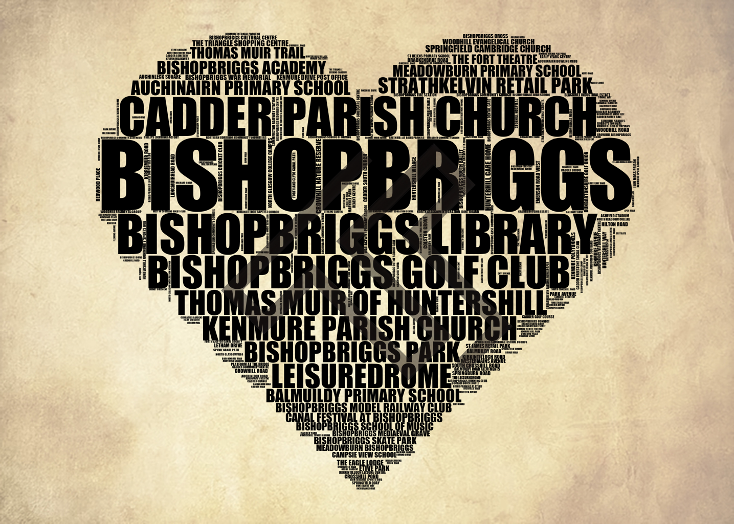 Bishopbriggs - Premium Typographic Word Cloud Prints, Posters & Gifts