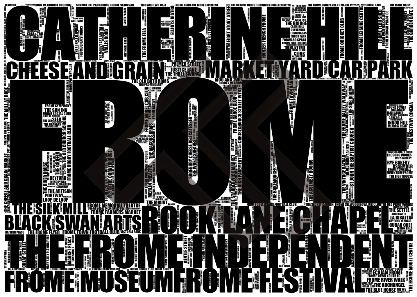 Frome - Premium Typographic Word Cloud Prints, Posters & Gifts