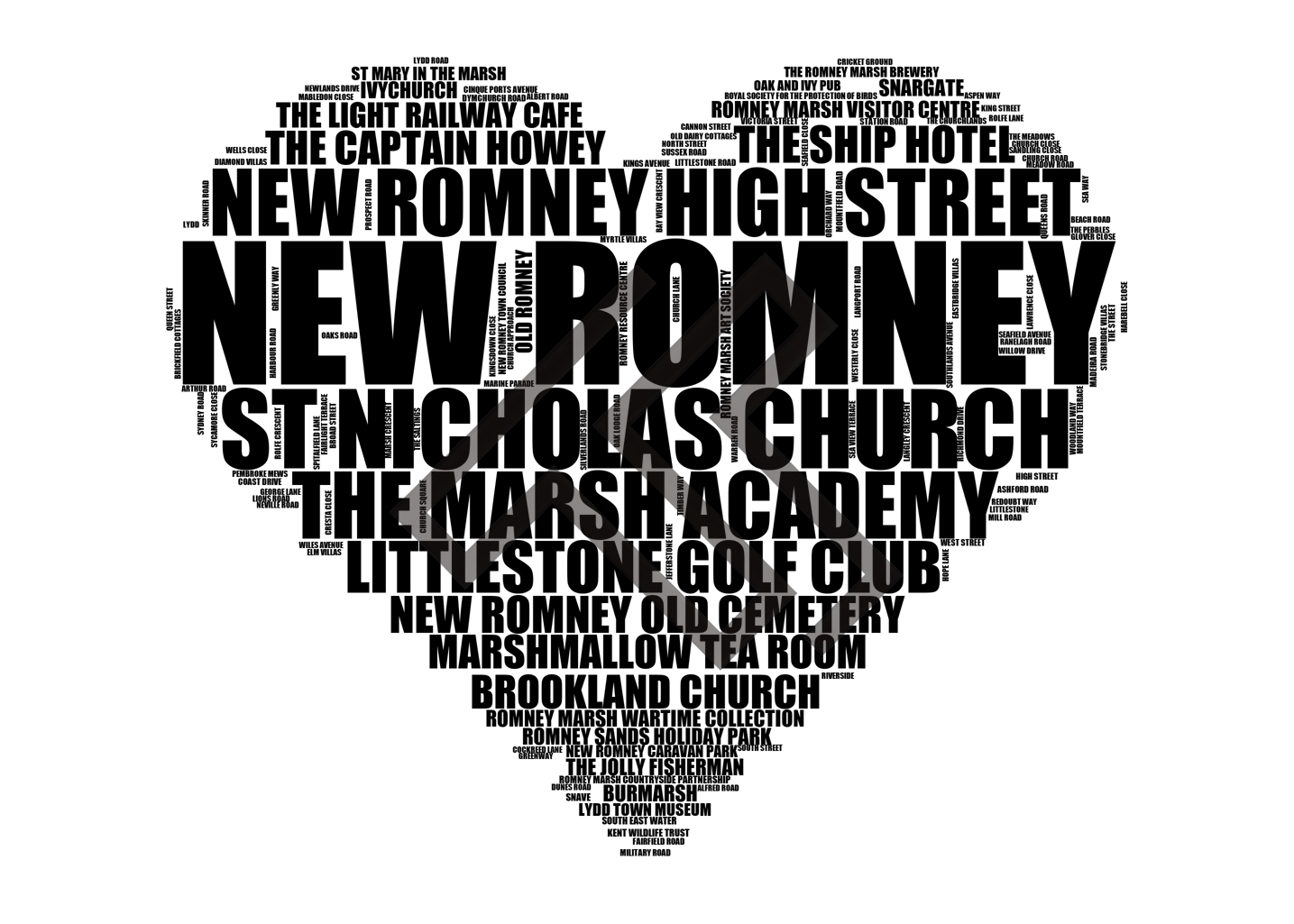 New Romney - Premium Typographic Word Cloud Prints, Posters & Gifts