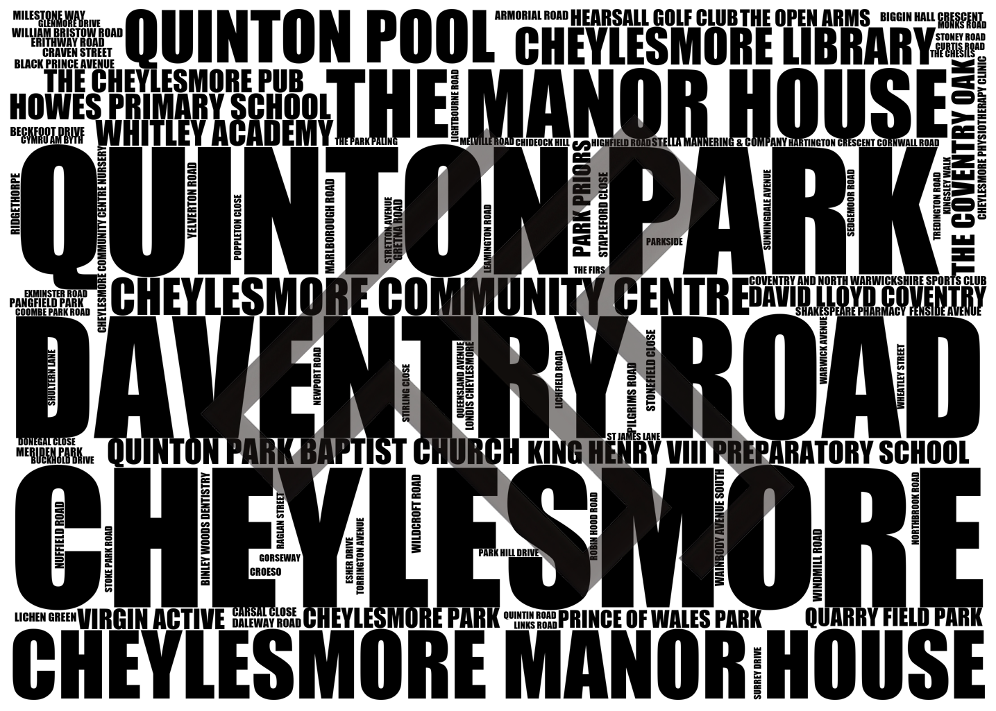 Cheylesmore - Premium Typographic Word Cloud Prints, Posters & Gifts