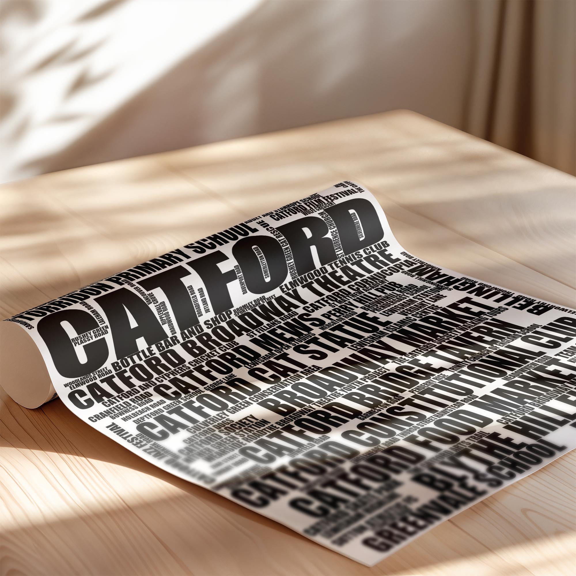 Catford - Premium Typographic Word Cloud Prints, Posters & Gifts