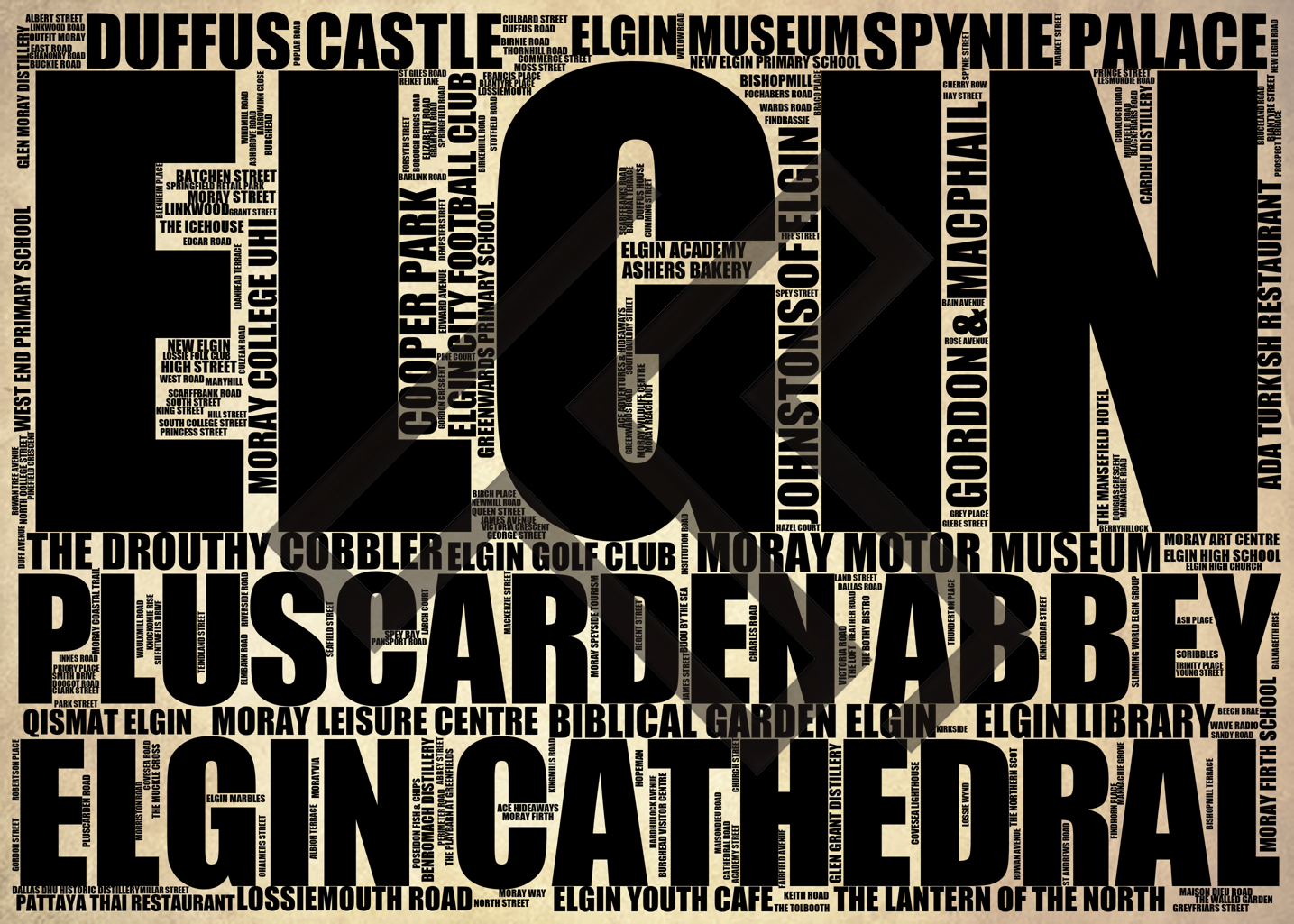 Elgin - Premium Typographic Word Cloud Prints, Posters & Gifts